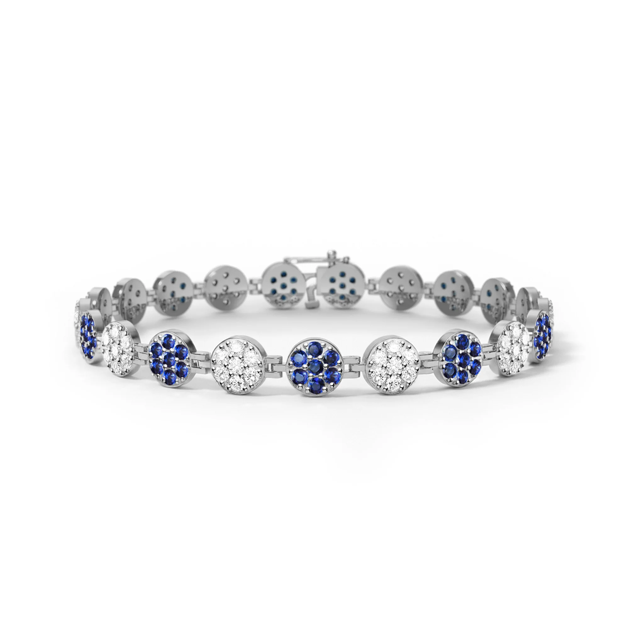 Rosecliff Tennis Diamond & Sapphire Bracelet in 14k Gold (September) - Image 5