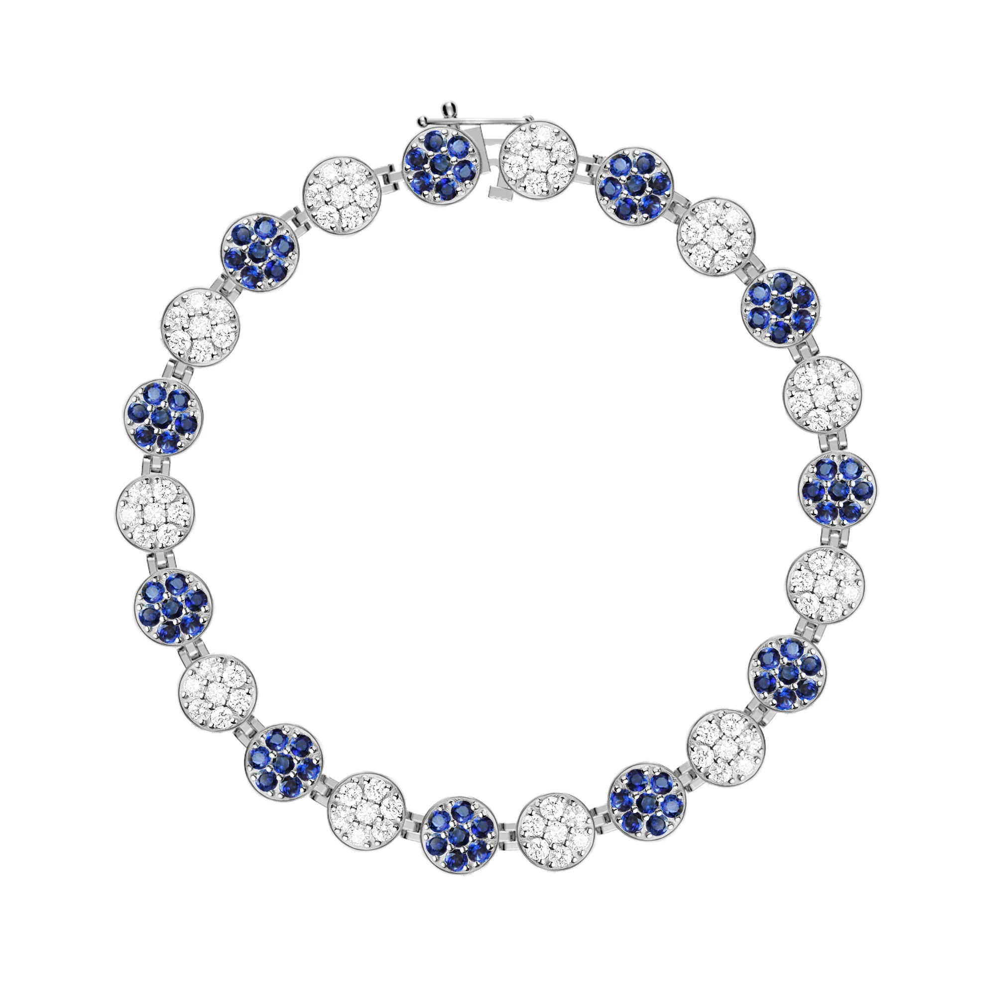 Rosecliff Tennis Diamond & Sapphire Bracelet in 14k Gold (September) - Image 7