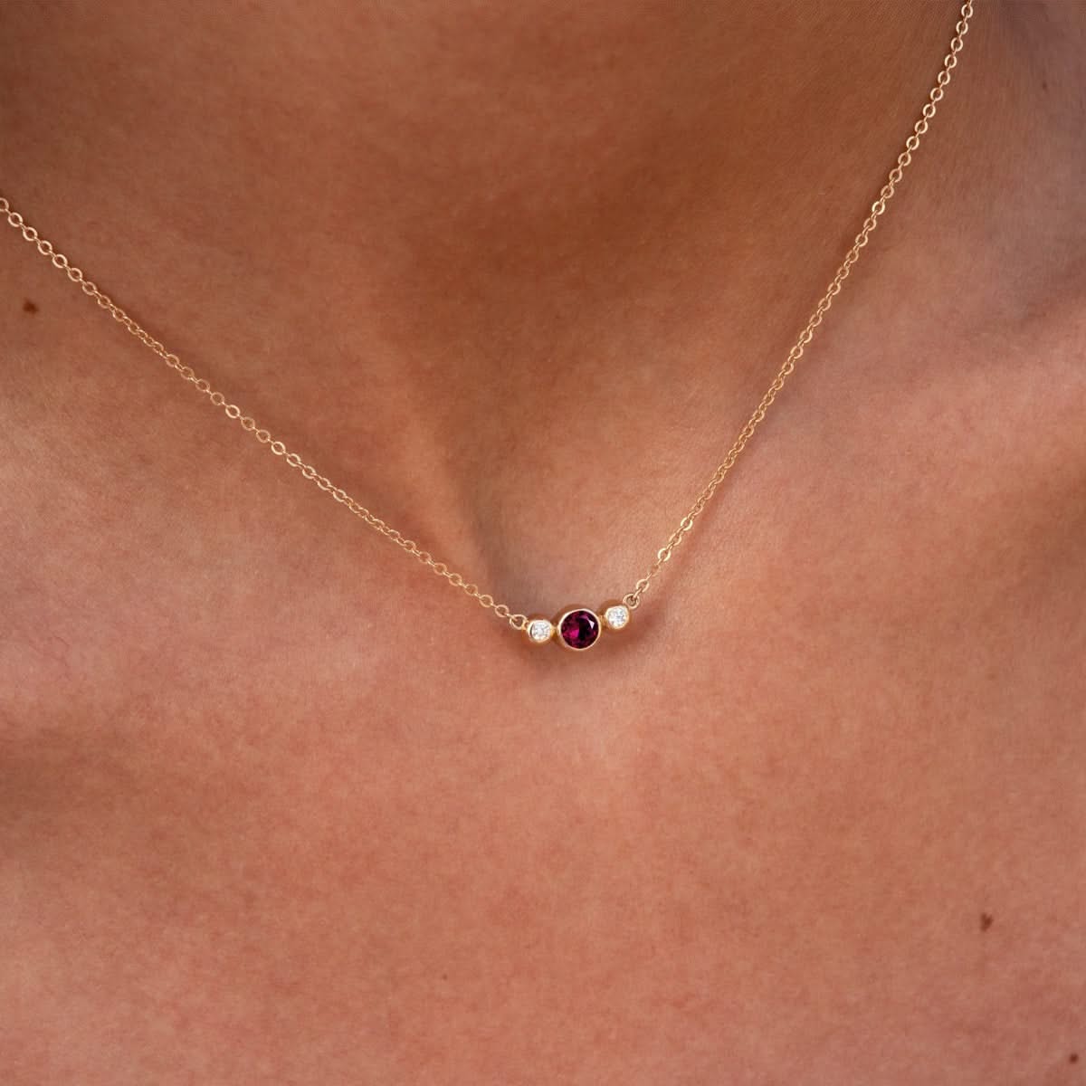 Barrington Ruby Necklace with Diamond Side Stones (July) - Image 3