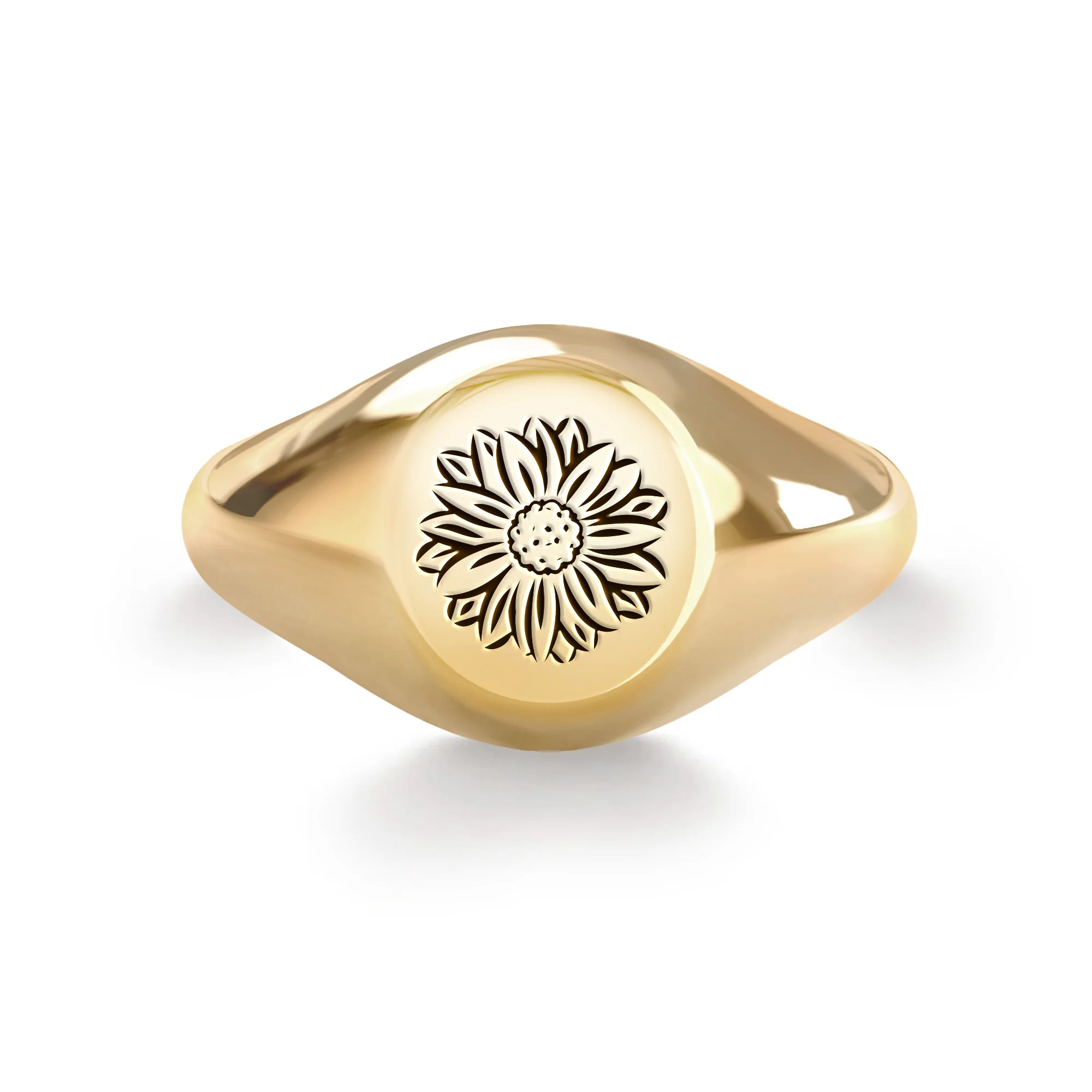 Signet Birth Flower Ring in 14k Gold - Image 11