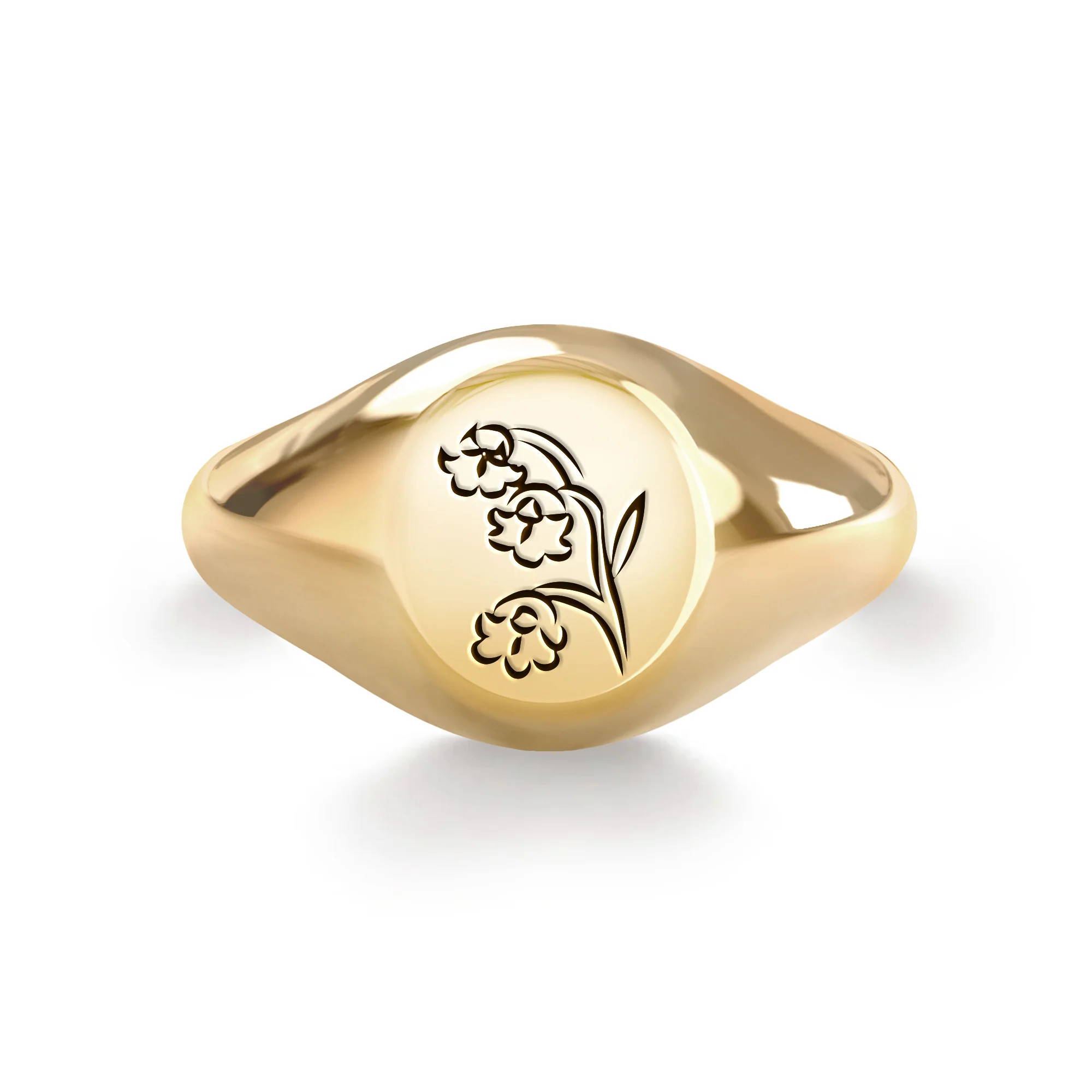 Signet Birth Flower Ring in 14k Gold - Image 12