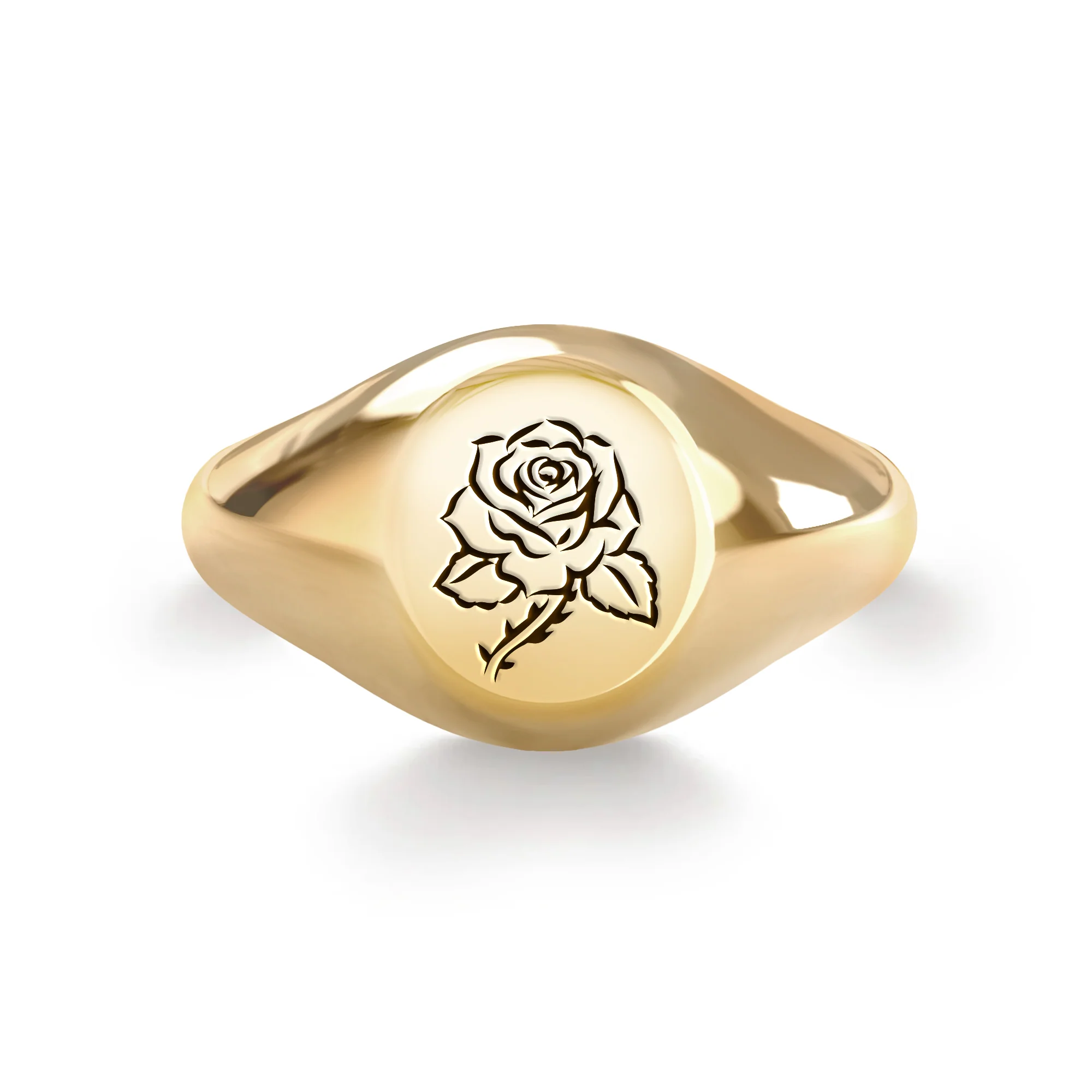 Signet Birth Flower Ring in 14k Gold - Image 13