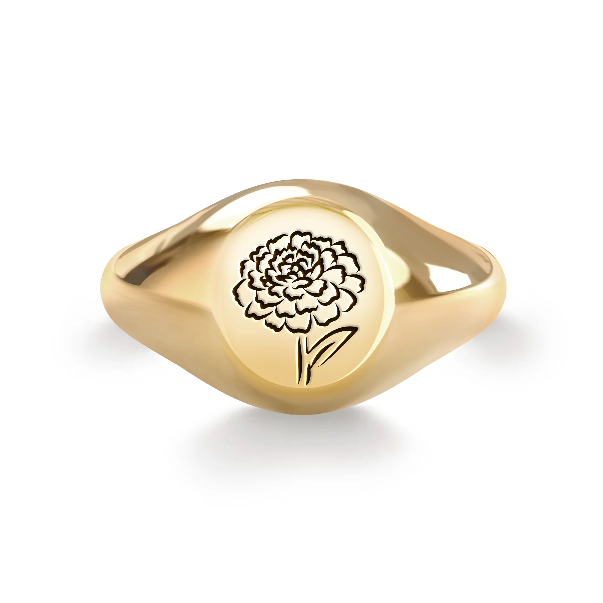 Signet Birth Flower Ring in 14k Gold - Image 17