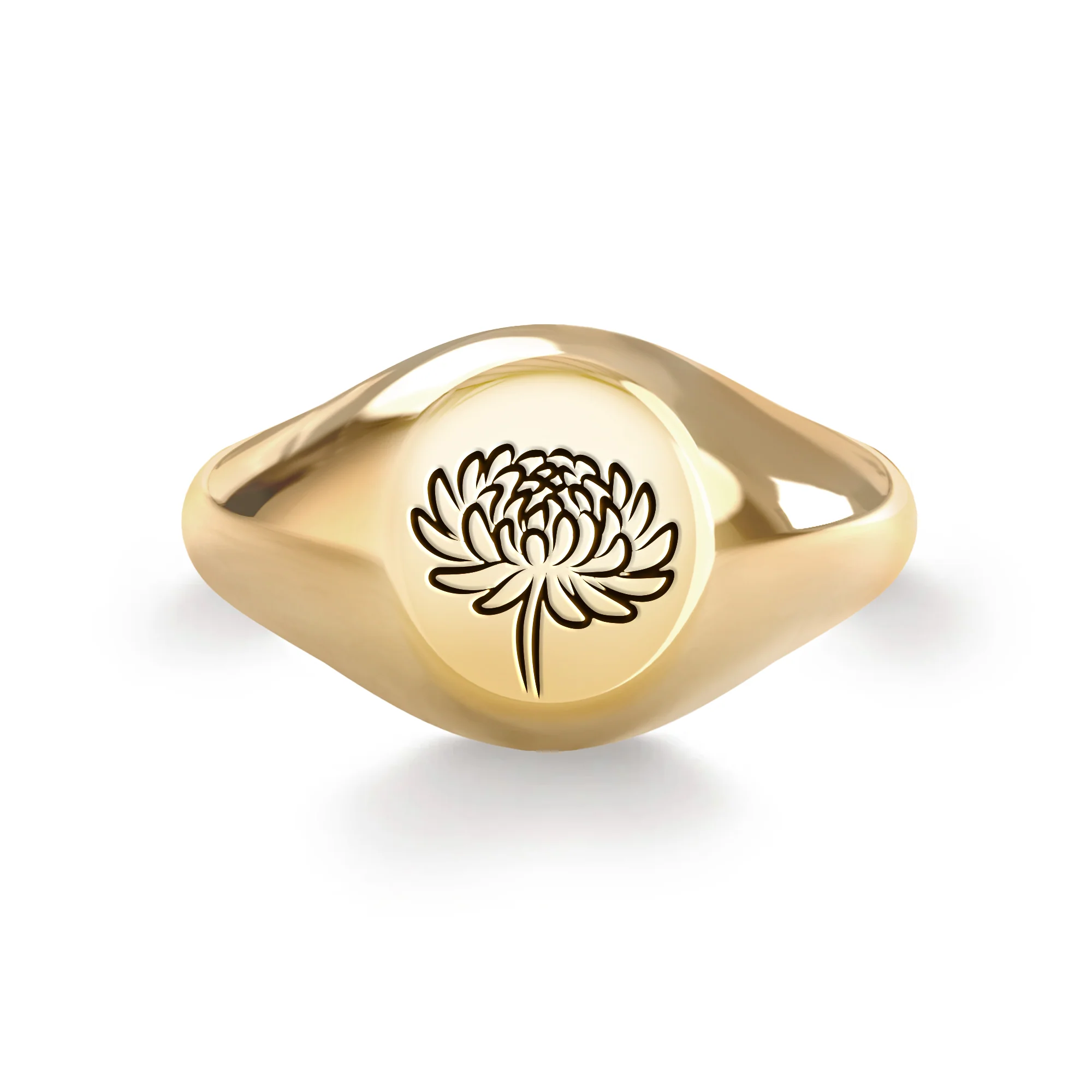 Signet Birth Flower Ring in 14k Gold - Image 18
