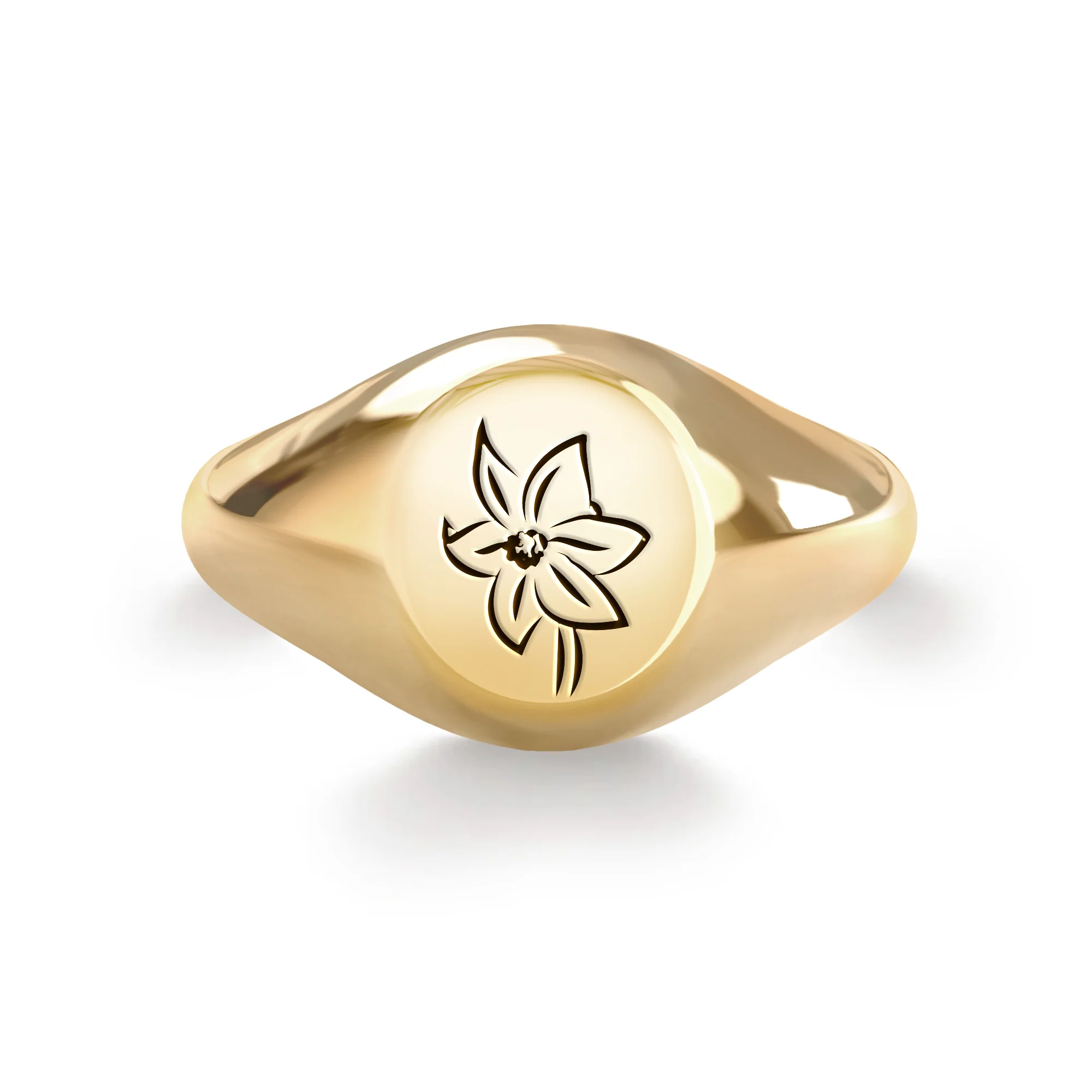 Signet Birth Flower Ring in 14k Gold - Image 19