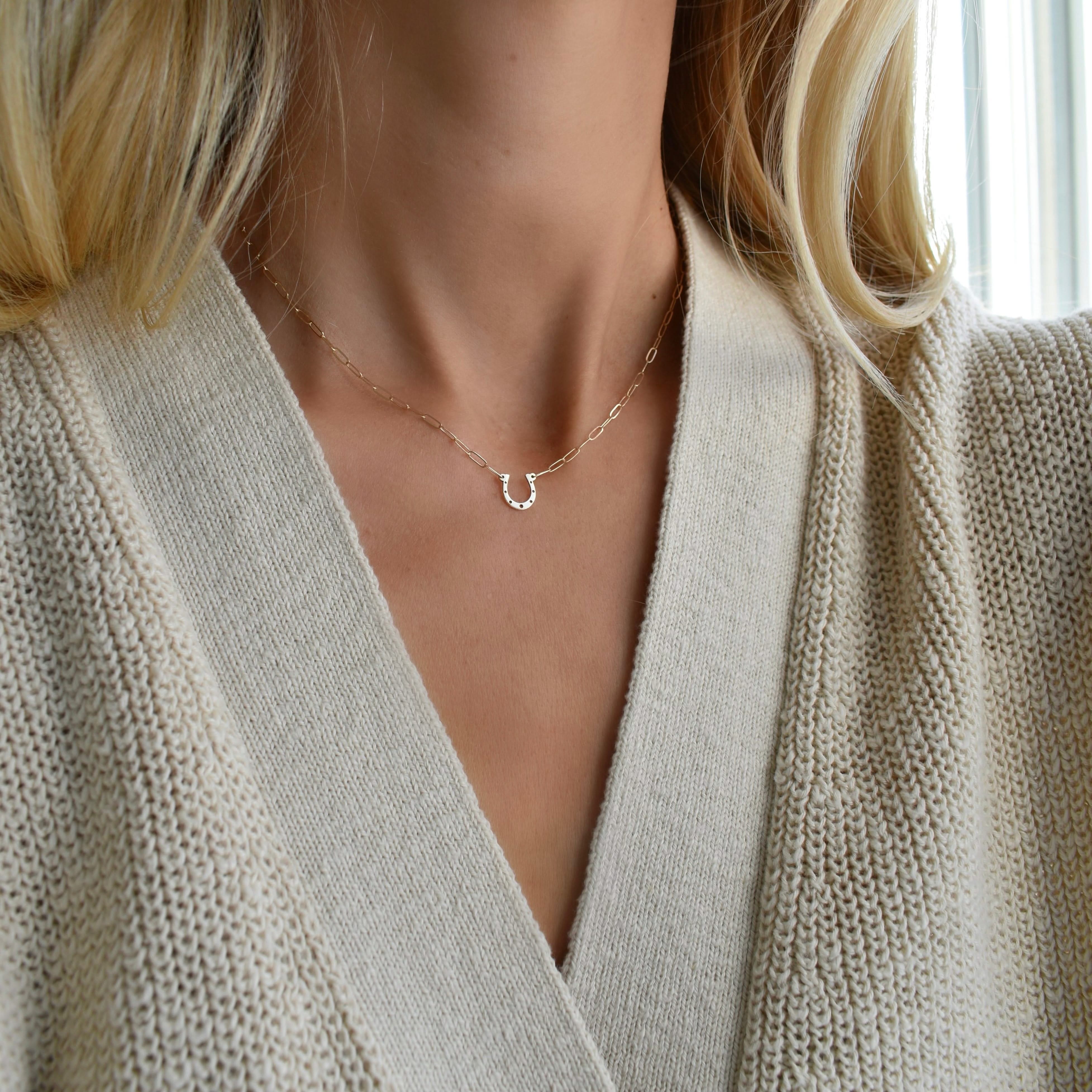 Small Horseshoe Adelaide Mini Necklace in 14k Gold - Image 2