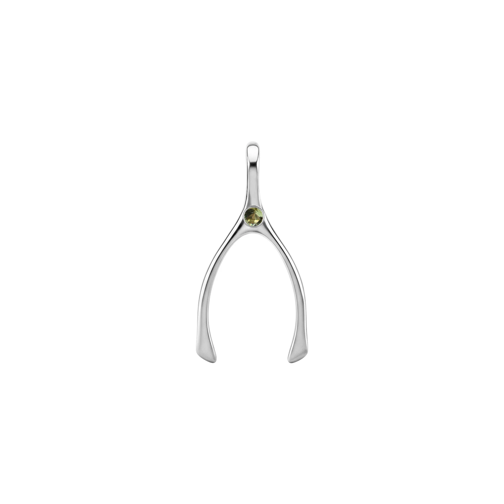 Small Peridot Wishbone Pendant in Solid 14k Gold (August) - Image 5