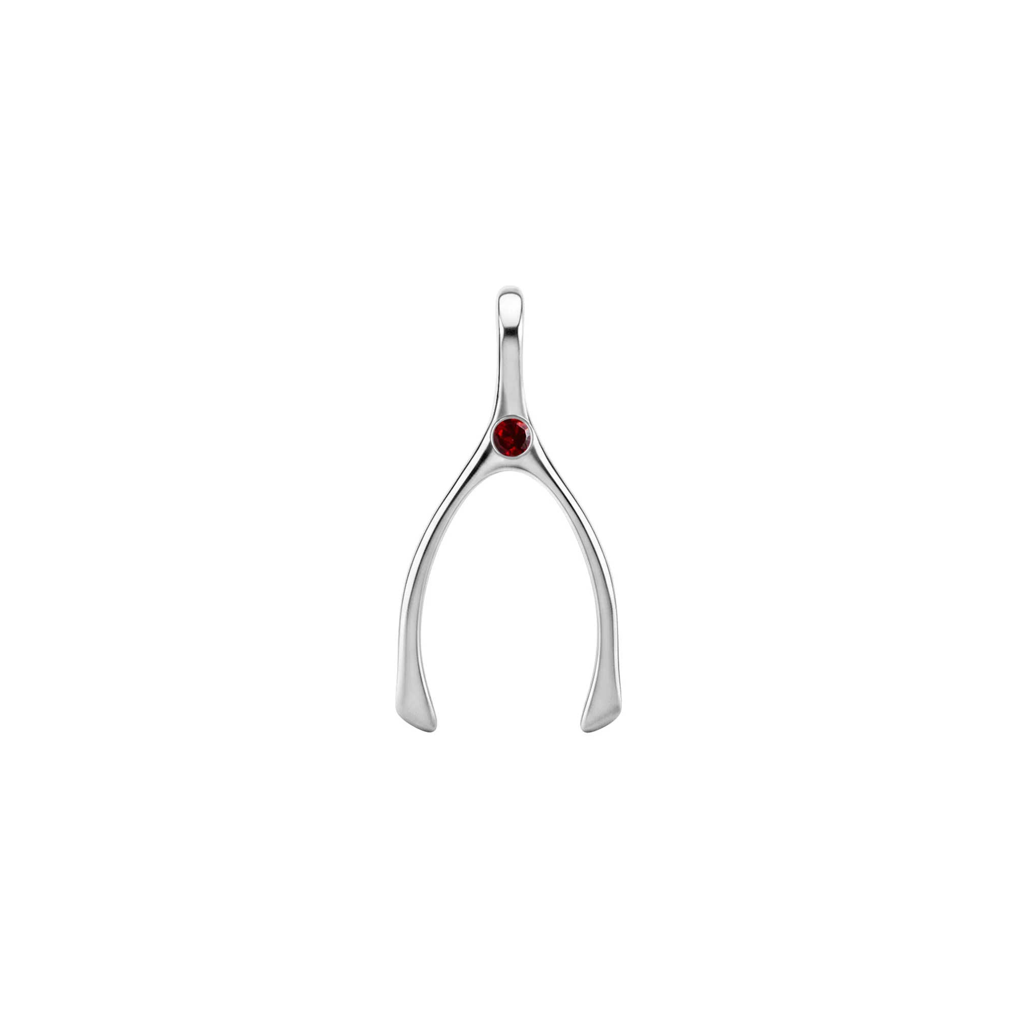 Small Garnet Wishbone Pendant in Solid 14k Gold (January) - Image 5