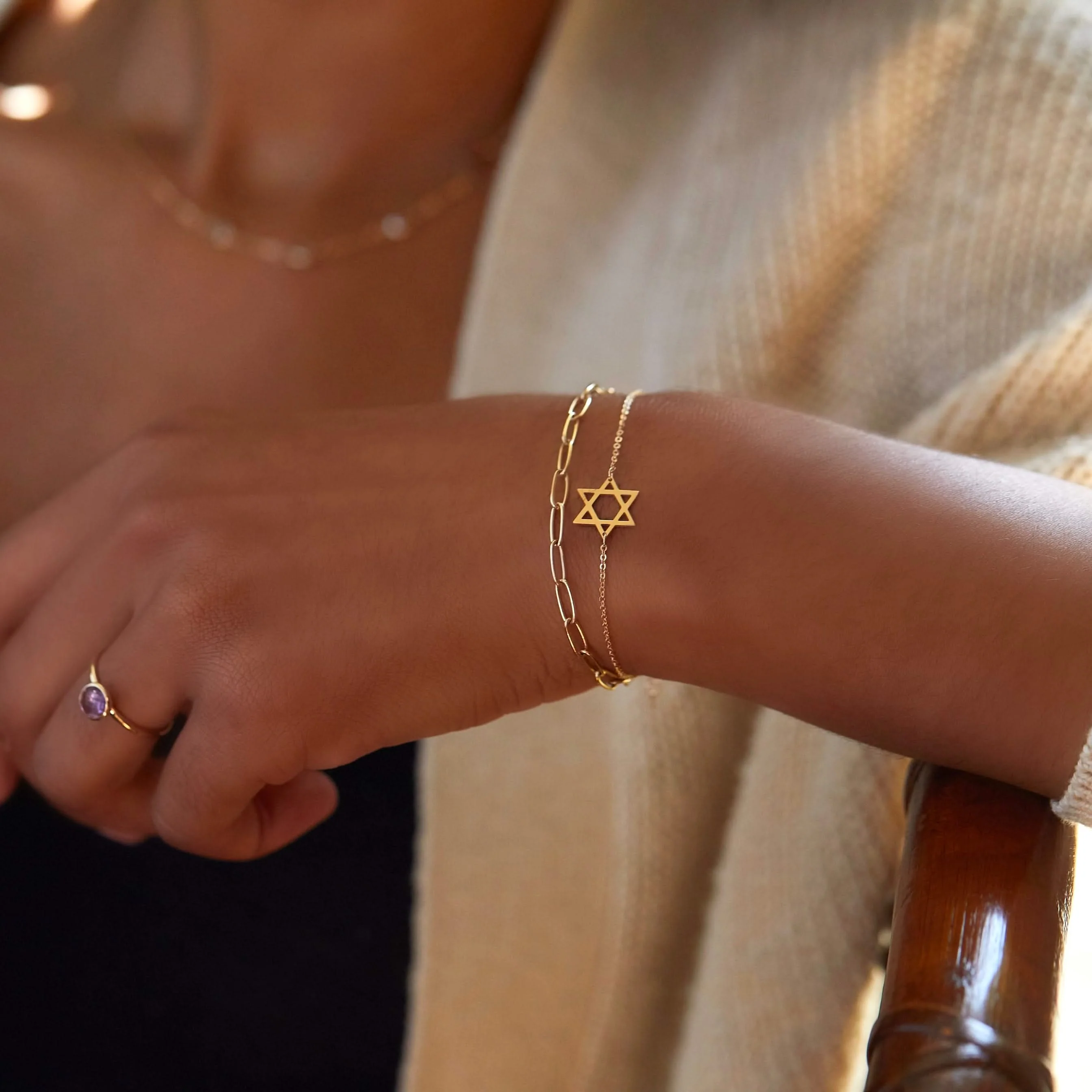Star of David Bracelet in 14k Gold - Image 2
