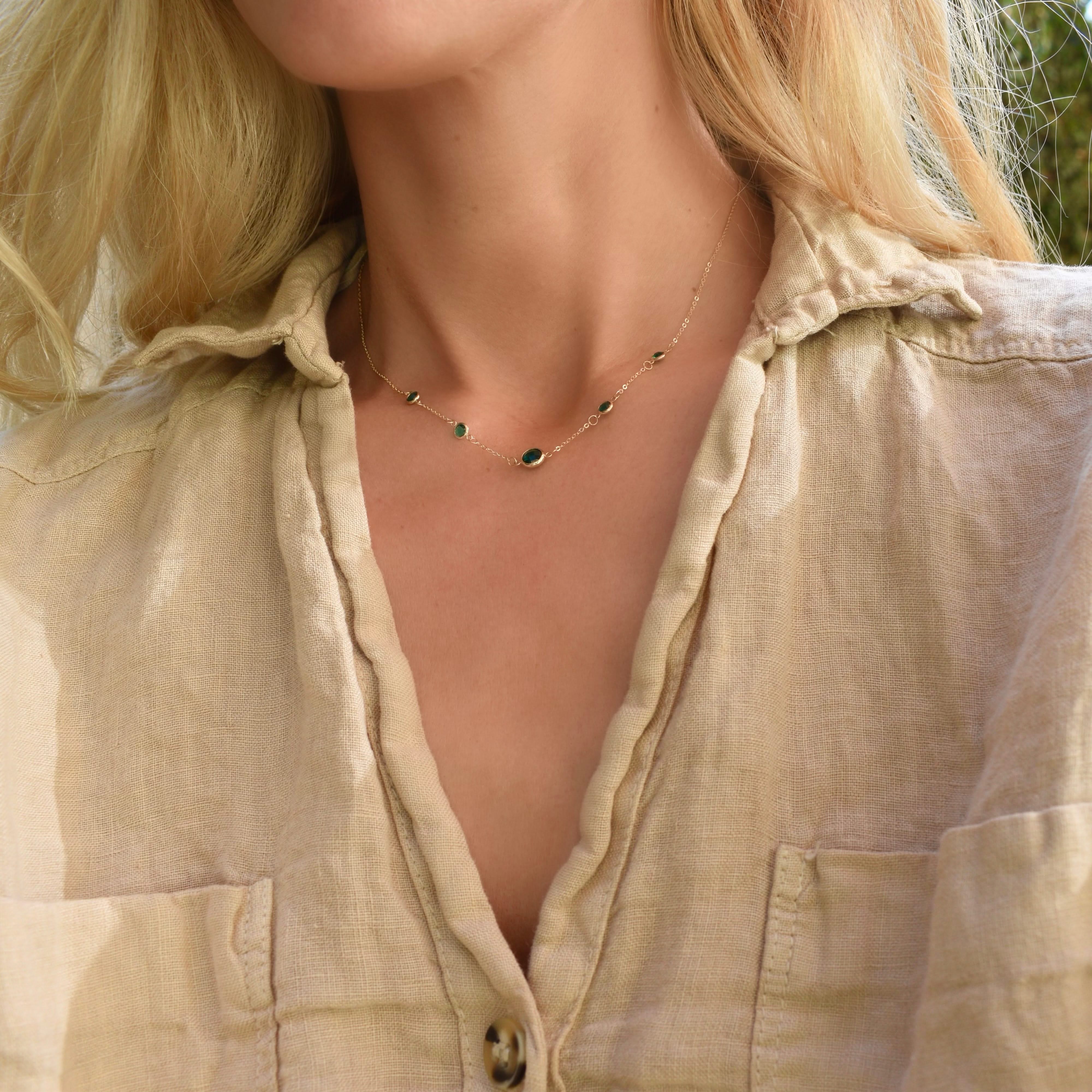 The Vault: 1 Grand & 4 Petite Emerald Necklace, Yellow Gold Size Small - Image 2