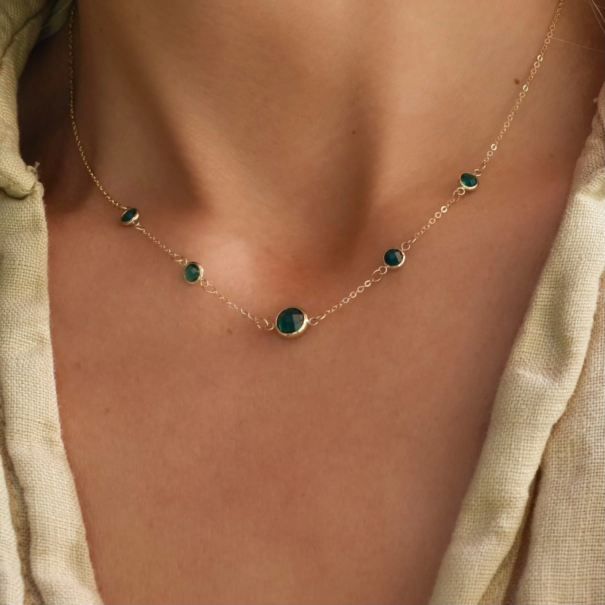 The Vault: 1 Grand & 4 Petite Emerald Necklace, Yellow Gold Size Small - Image 3