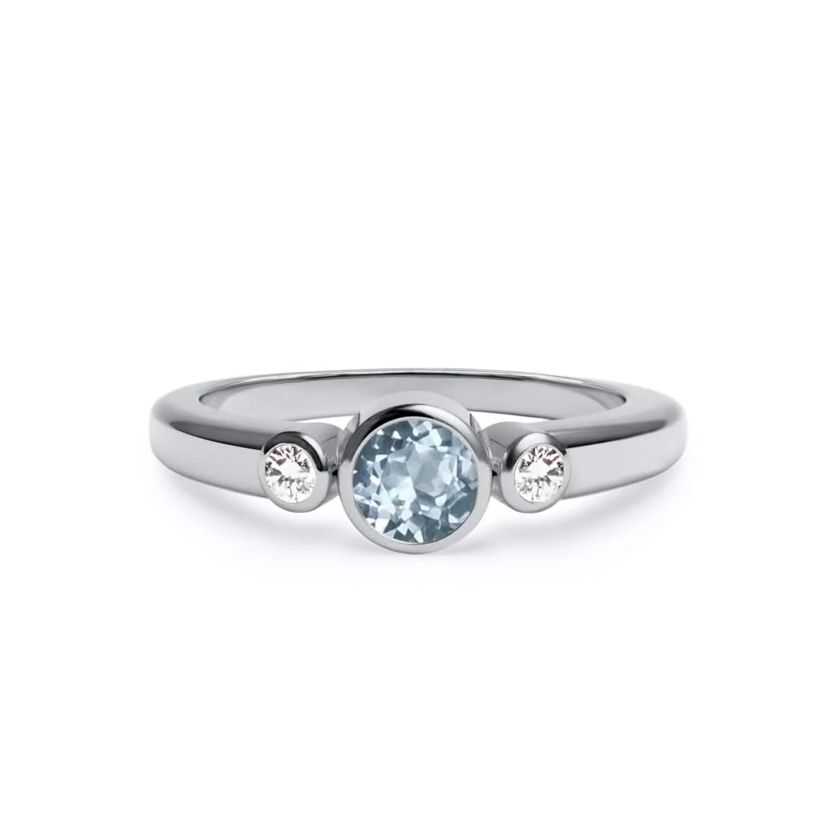 Barrington Aquamarine Ring with Diamond Side Stones in 14k Gold (March) - Image 5
