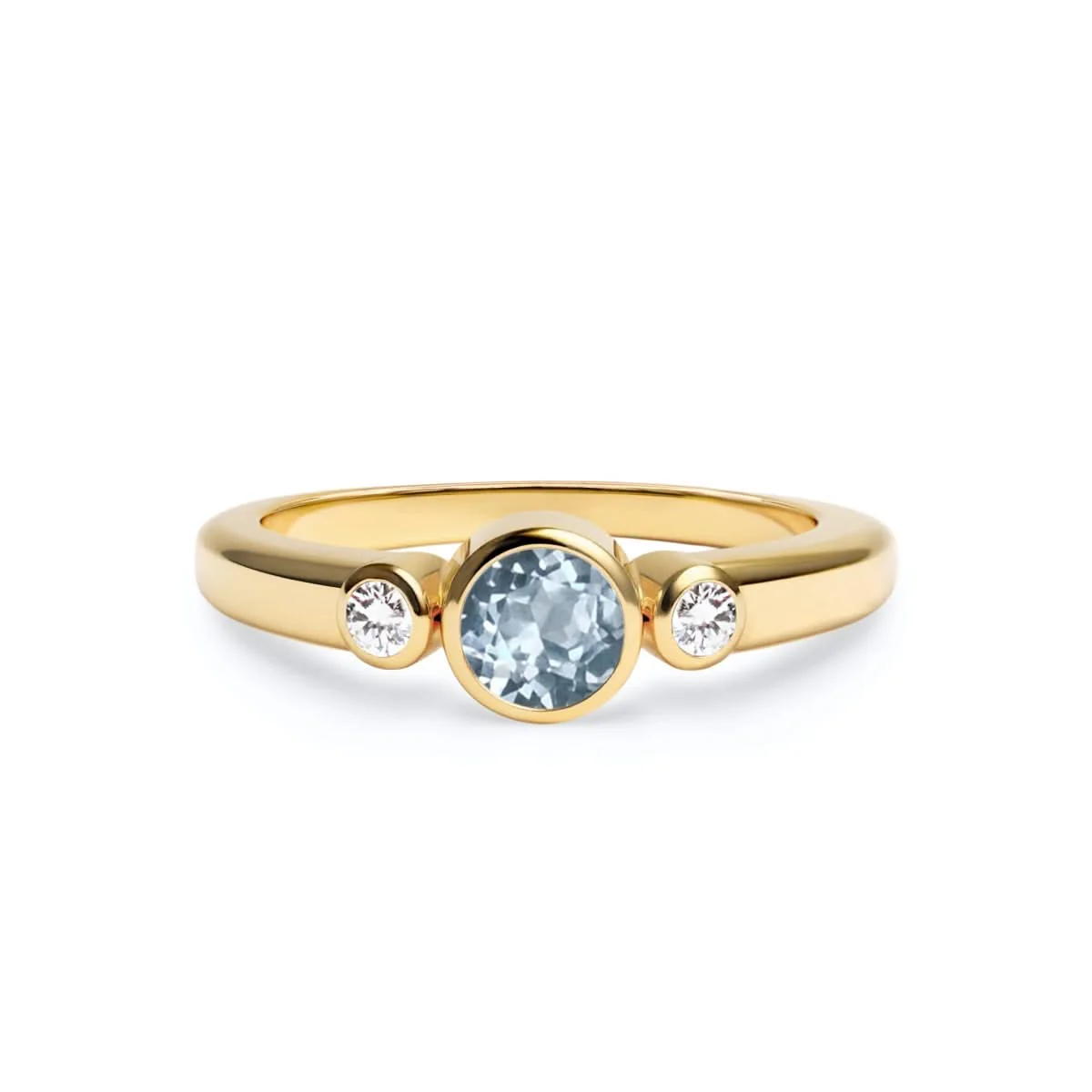 Barrington Aquamarine Ring with Diamond Side Stones in 14k Gold (March)