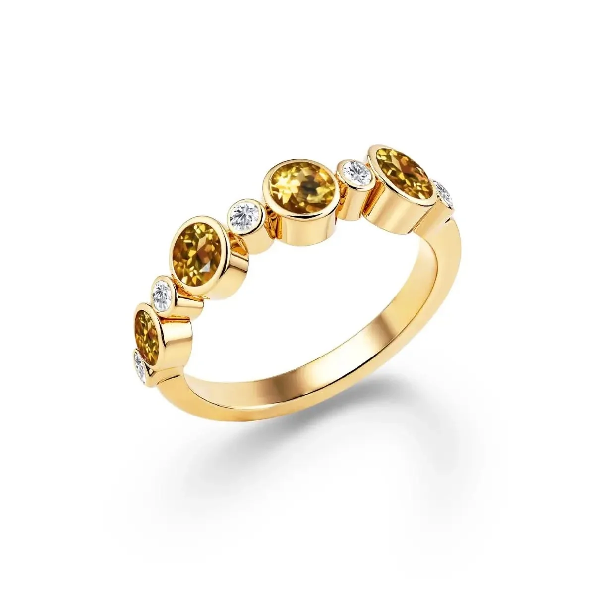 Barrington Citrine Band Ring with Diamonds in 14k Gold (November) - Image 4