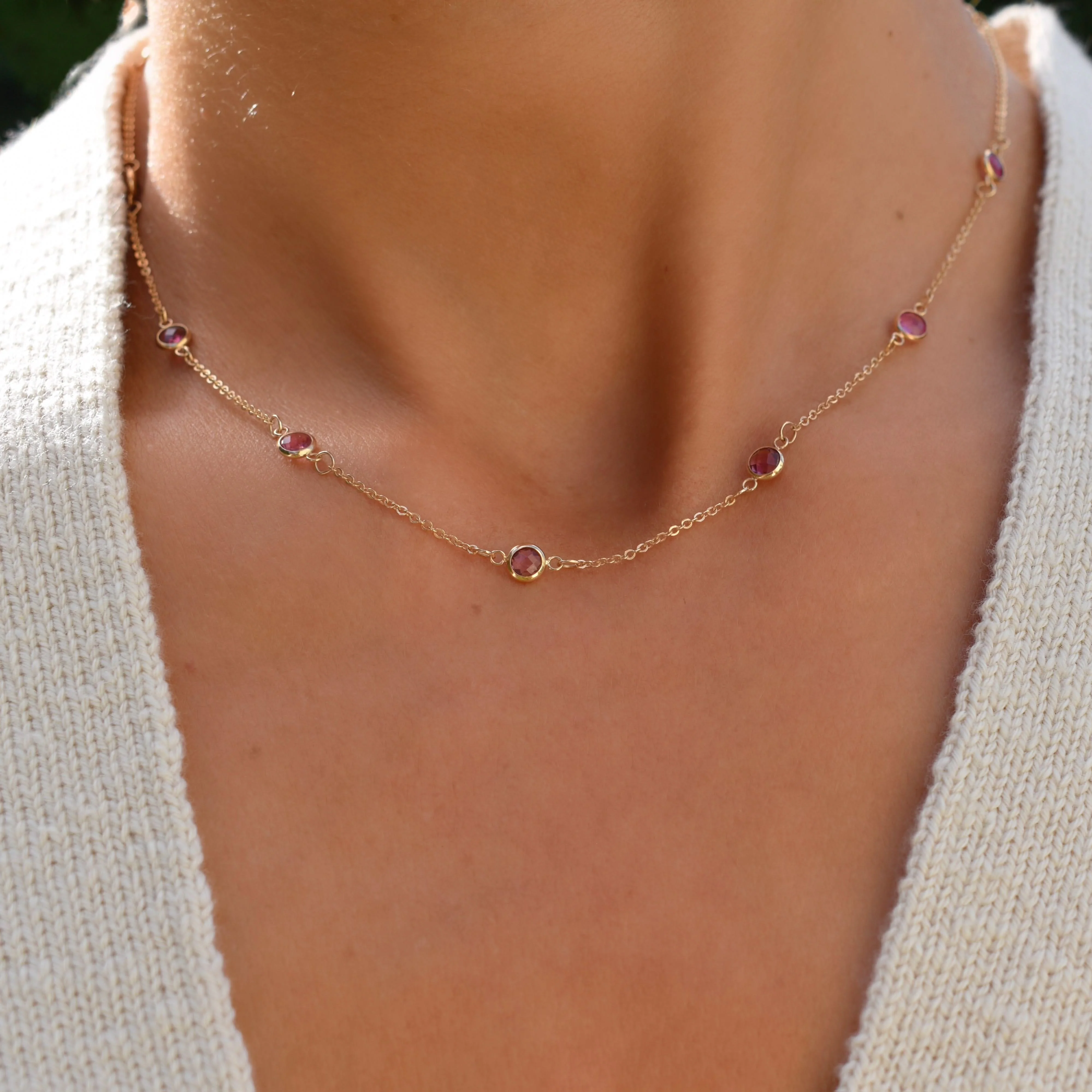 The Vault: Bayberry 11 Pink Sapphire Necklace, Yellow Gold Size Medium with 1" Extender - Image 8