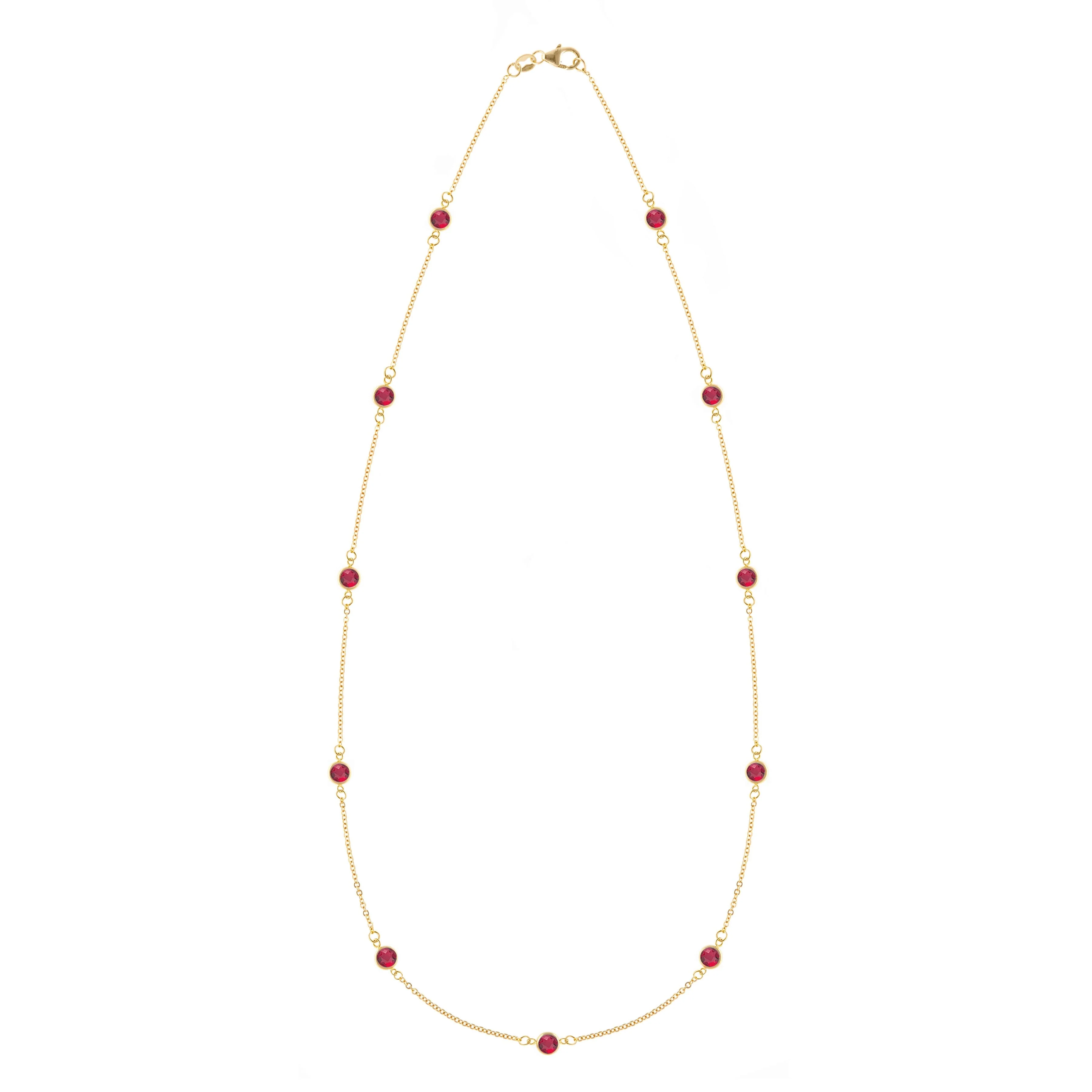 The Vault: Bayberry 11 Ruby Necklace, Size Large Yellow Gold