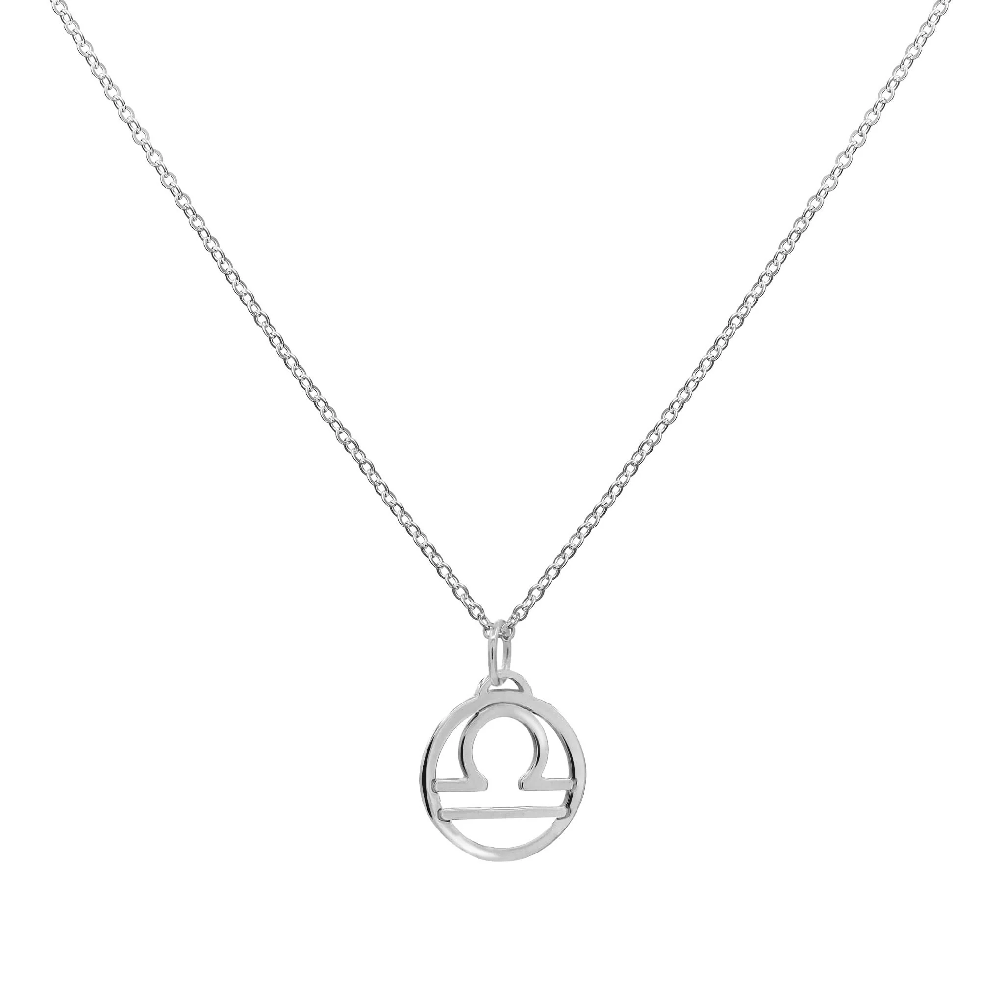 Flat Libra Pendant with Classic Chain in 14k Gold - Image 5