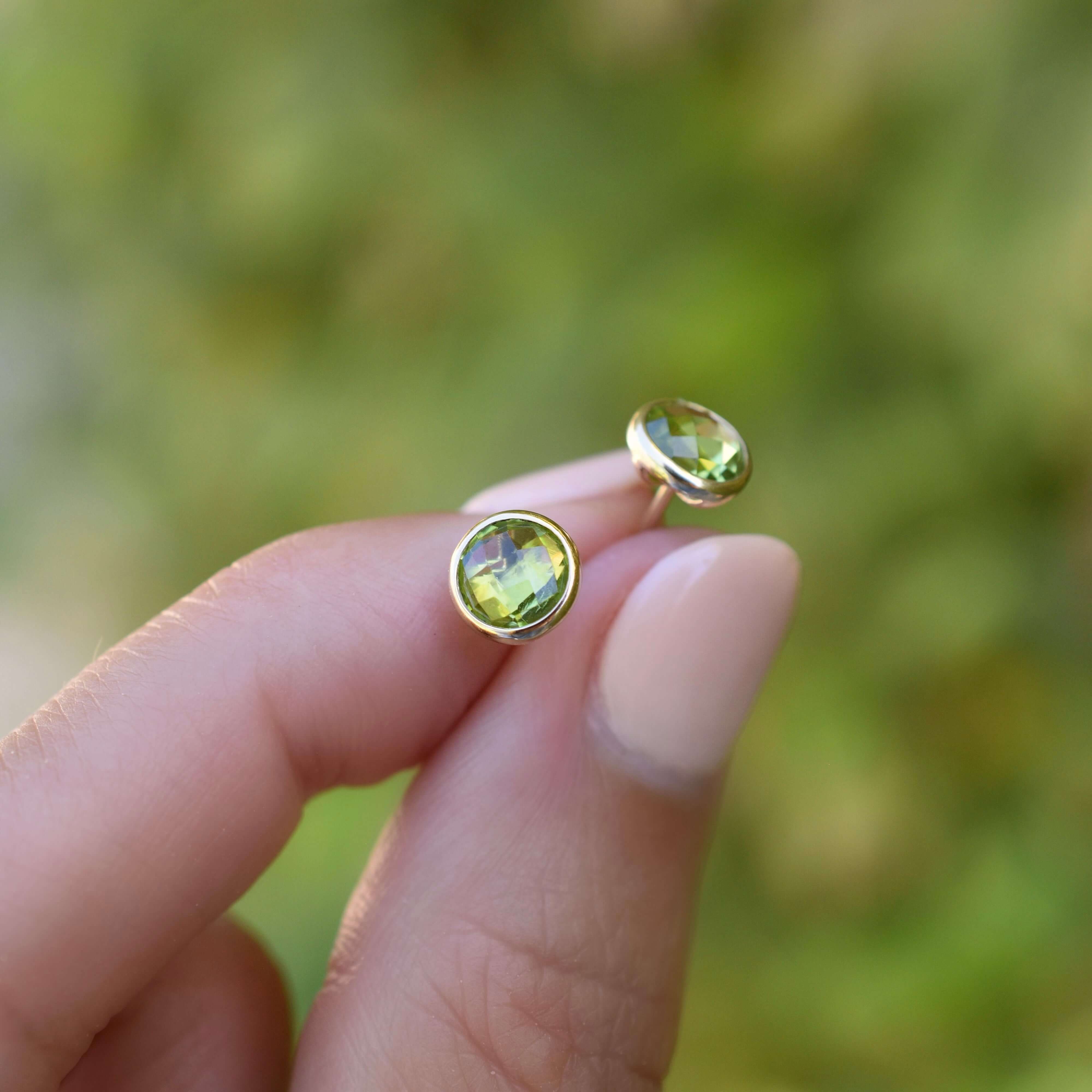 The Vault: Grand Peridot Stud Earrings, White Gold - Image 7