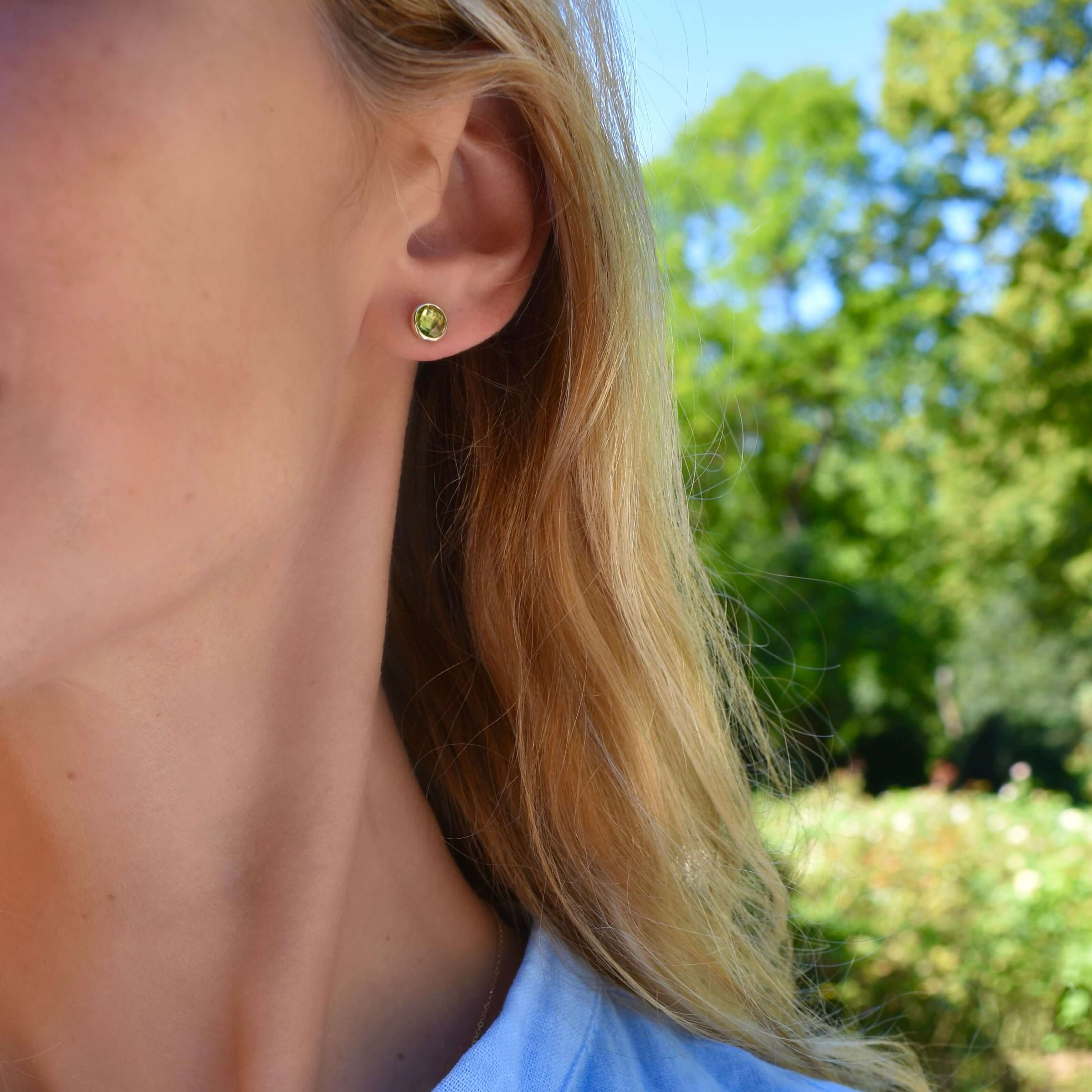 The Vault: Grand Peridot Stud Earrings, White Gold - Image 8