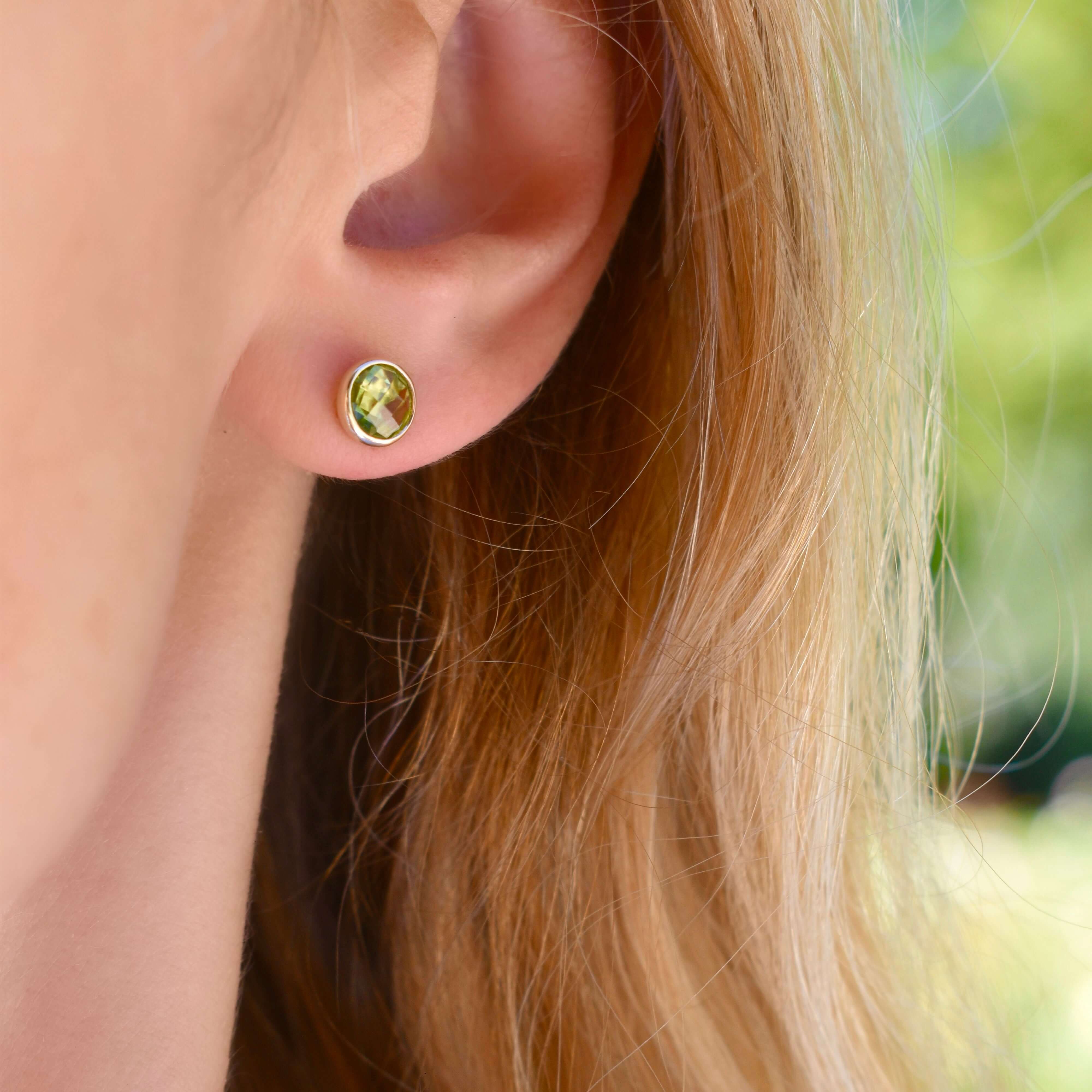 The Vault: Grand Peridot Stud Earrings, White Gold - Image 9
