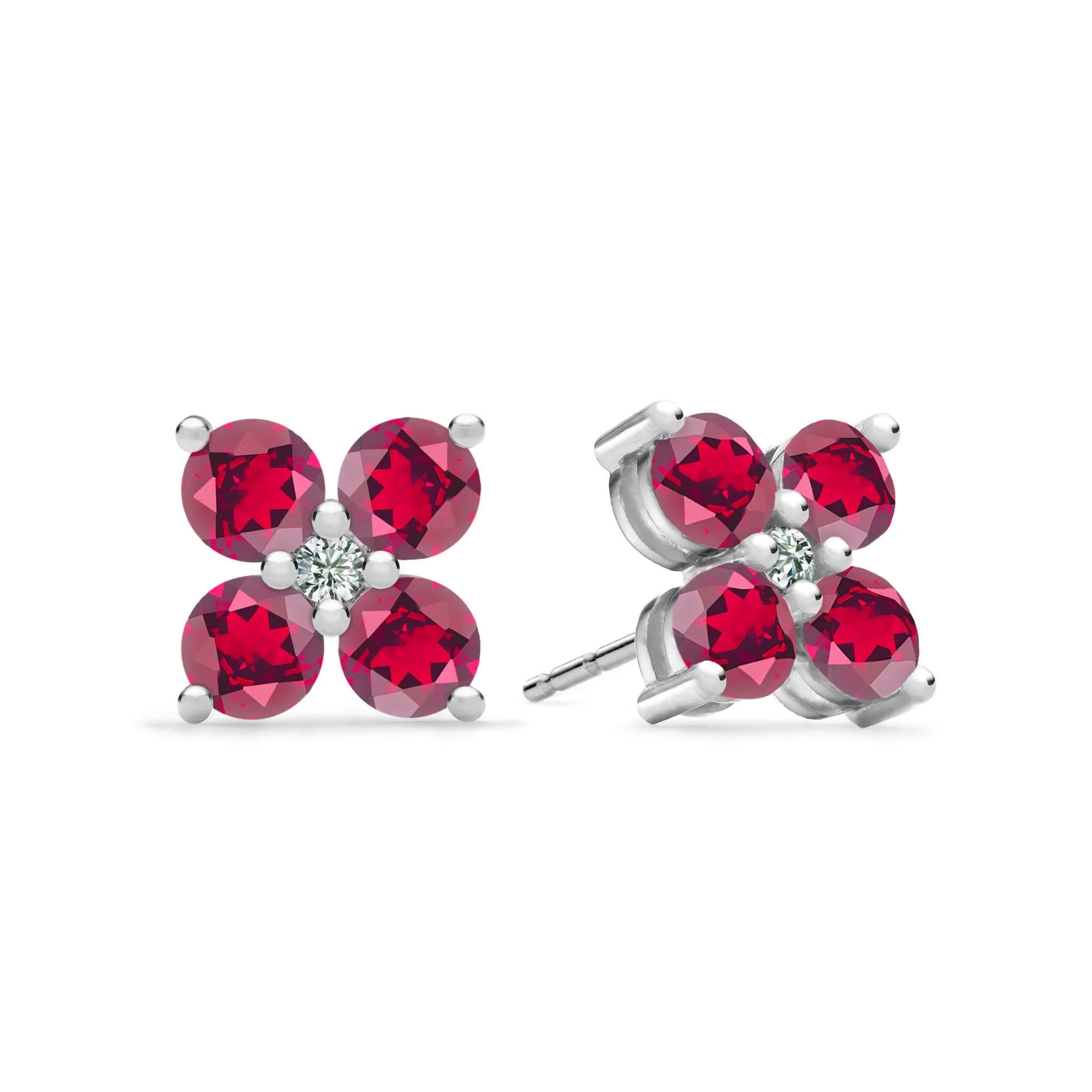 The Vault: Greenwich 4 Ruby & Diamond Earrings, White Gold