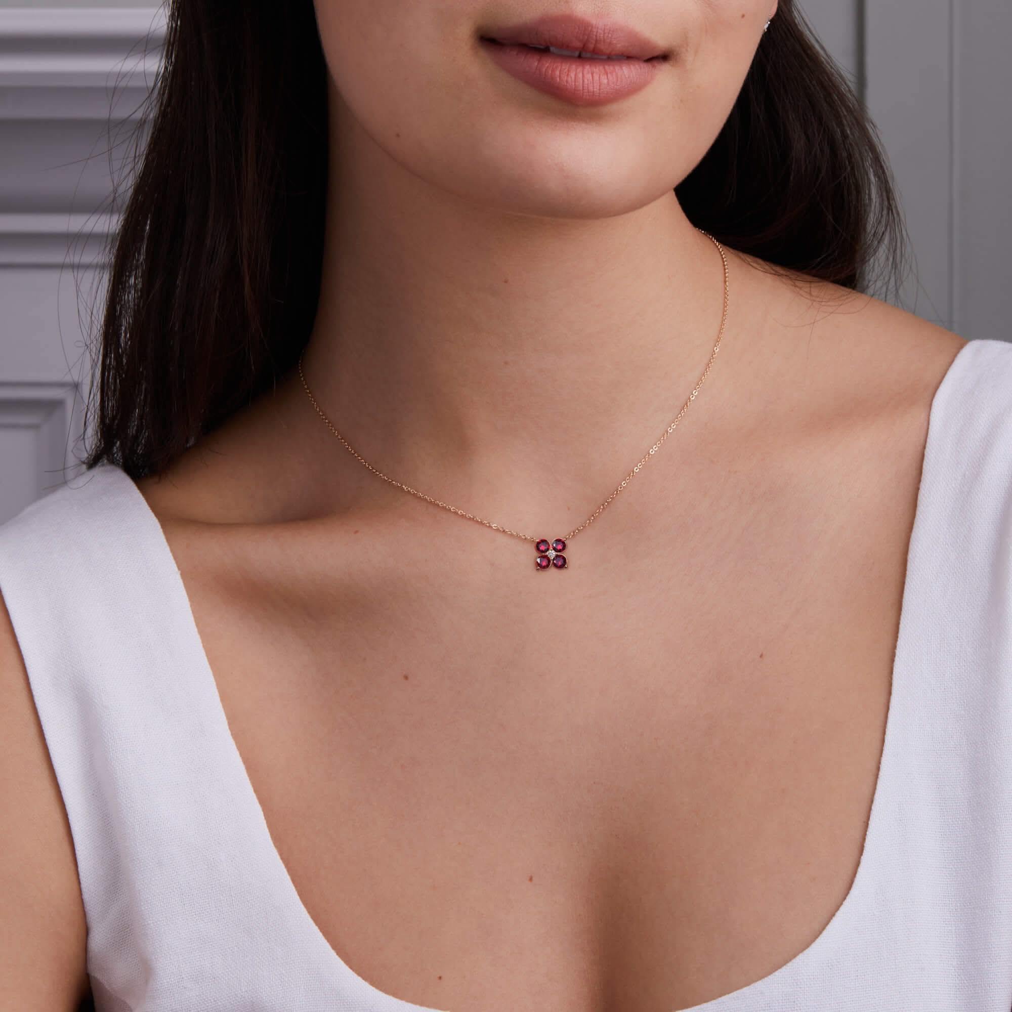 The Vault: Greenwich 4 Ruby & Diamond Necklace, White Gold Size Medium - Image 2