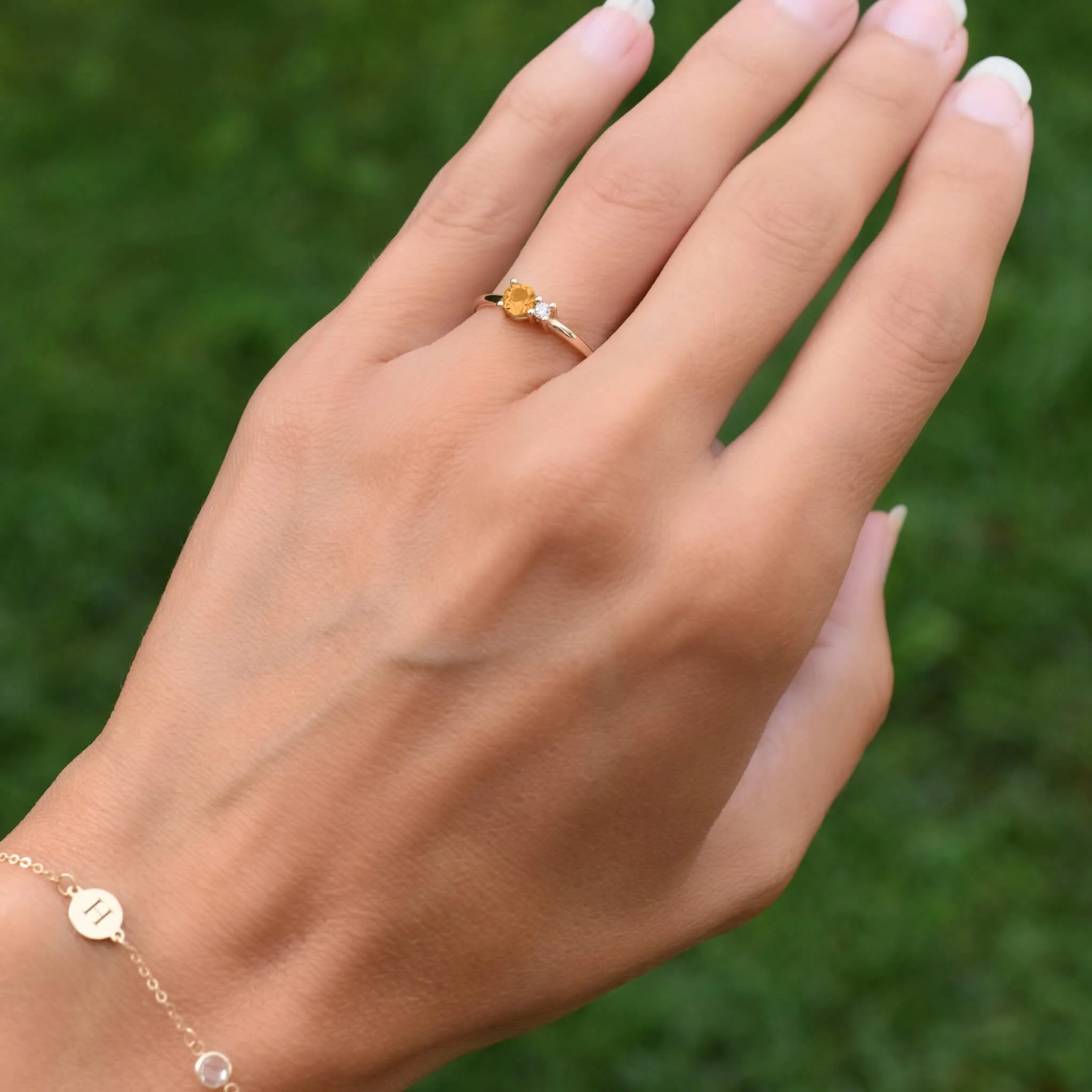 The Vault: Greenwich Solitaire Citrine & Diamond Ring, White Gold Size 4.5 - Image 2