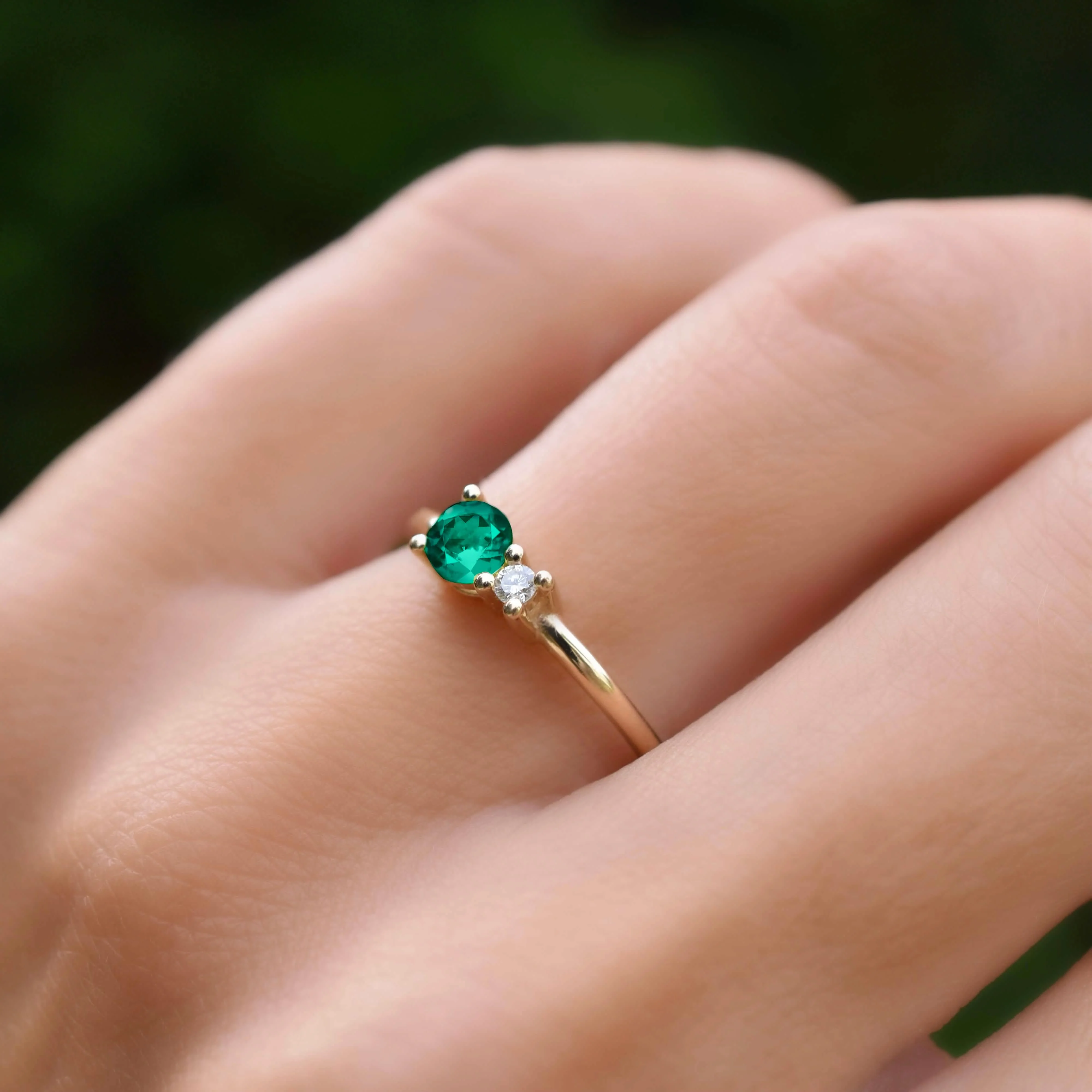 The Vault: Greenwich Solitaire Emerald & Diamond Ring, White Gold Size 6.5 - Image 3