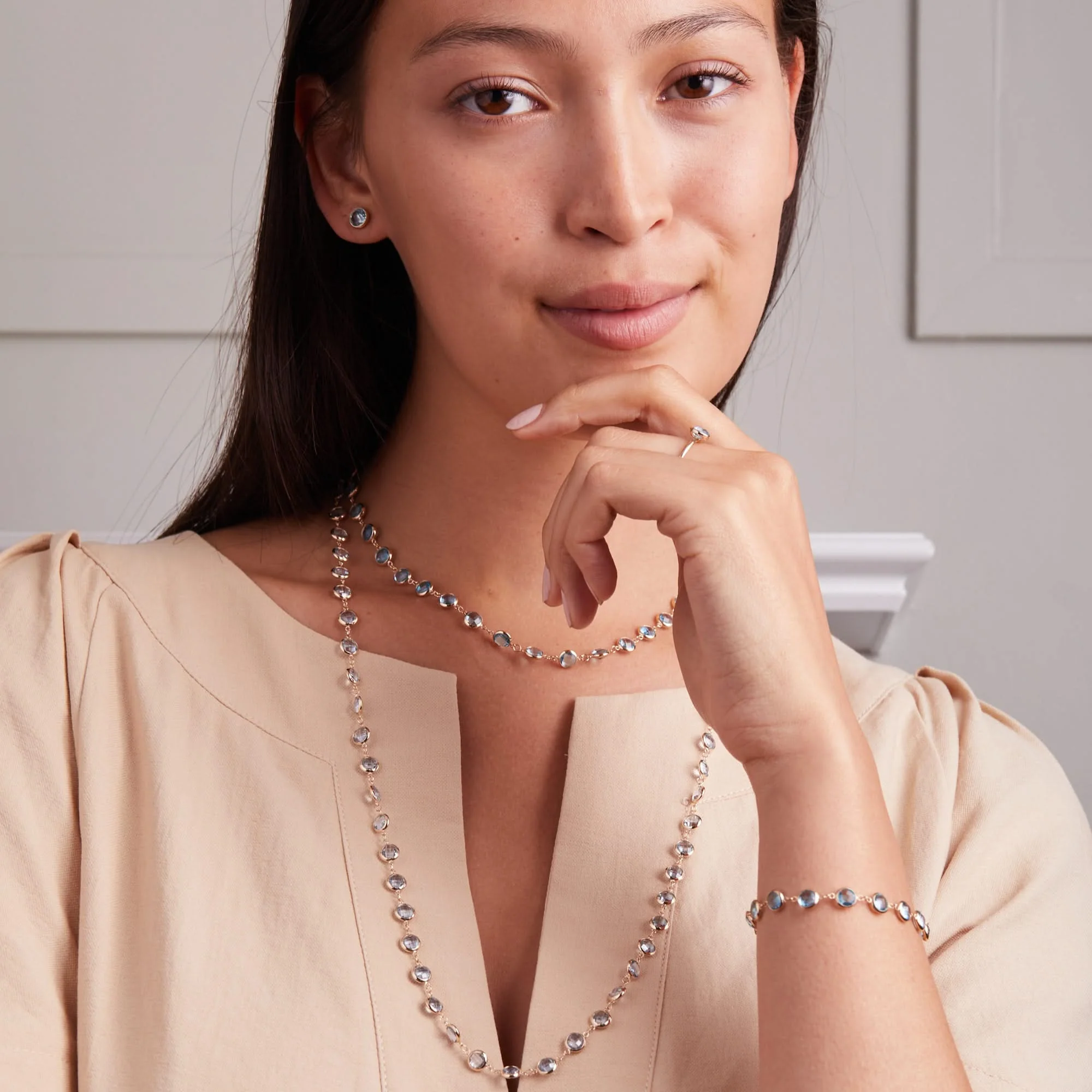 Newport Grand Aquamarine Necklace in 14k Gold (March) - Image 6