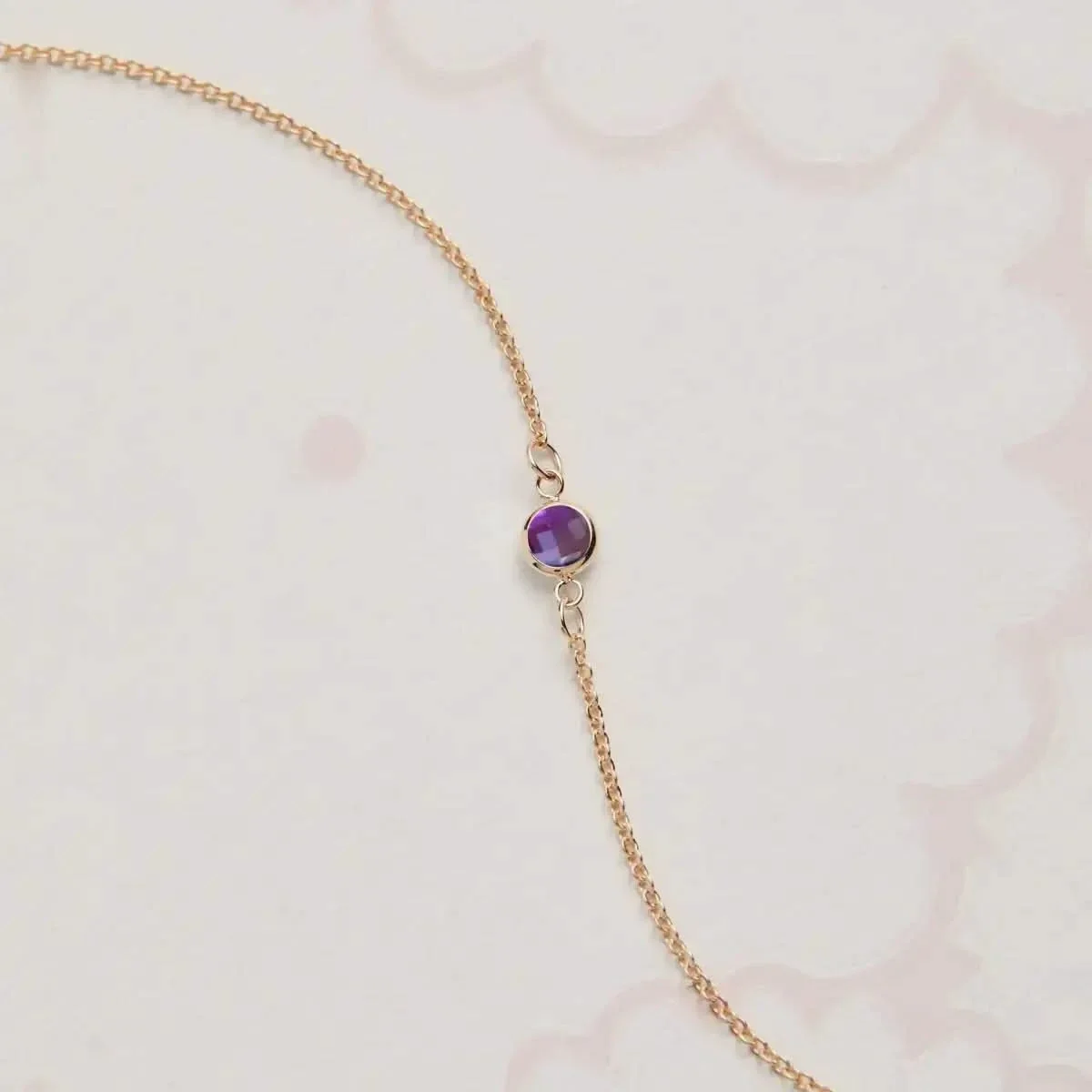 Petite 1 Amethyst Bracelet in 14k Gold (February) - Image 8