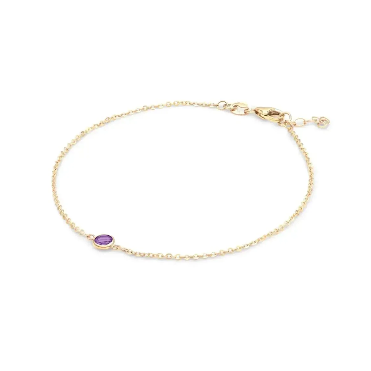 Petite 1 Amethyst Bracelet in 14k Gold (February) - Image 4
