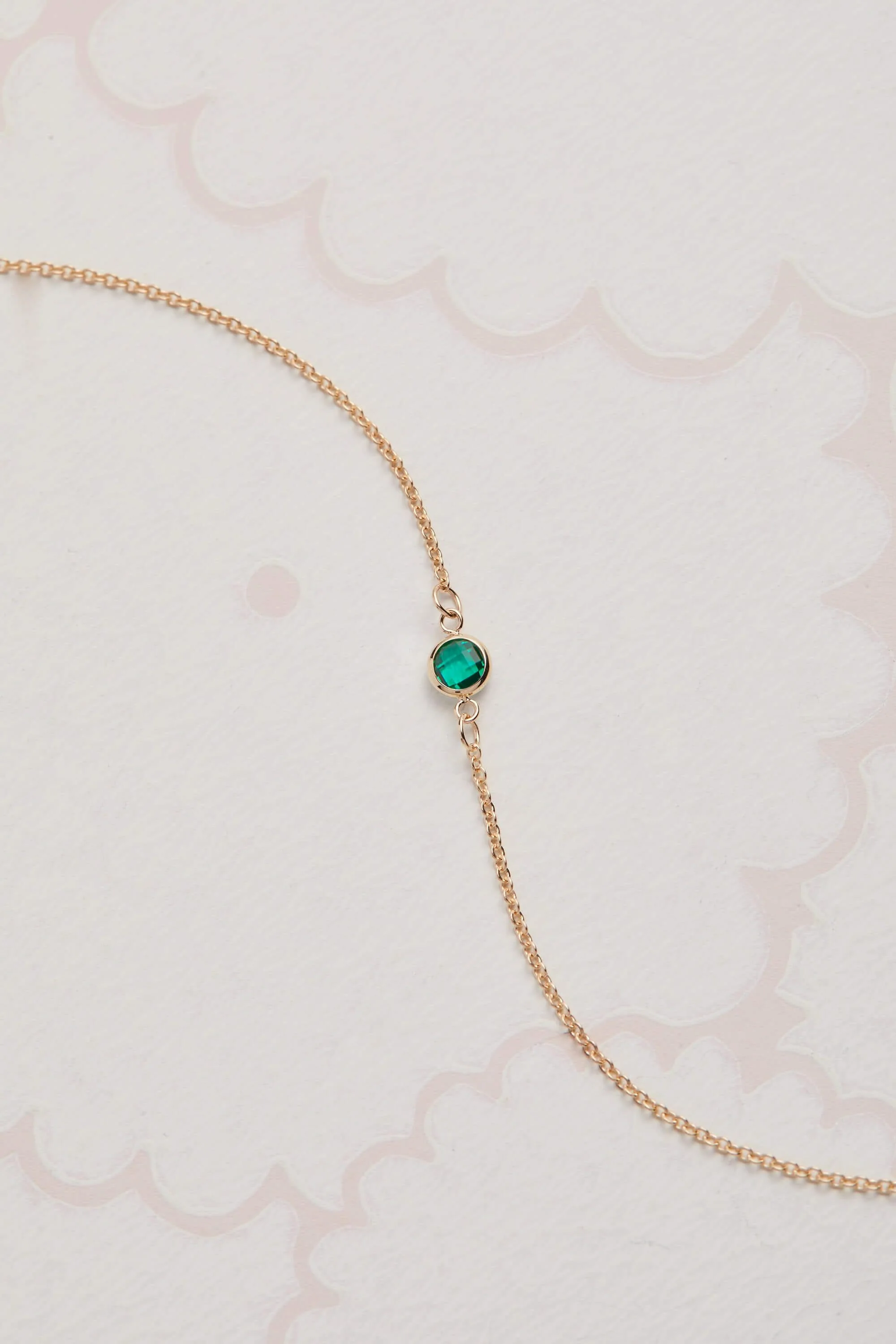 Petite 1 Emerald Necklace in 14k Gold (May) - Image 7