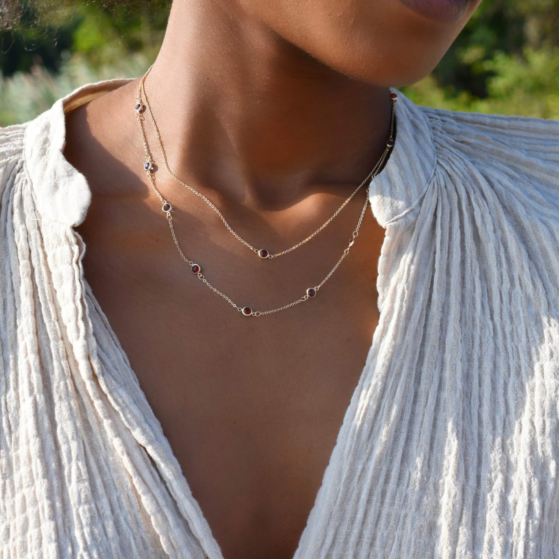 Petite 1 Garnet Necklace in 14k Gold (January) - Image 8