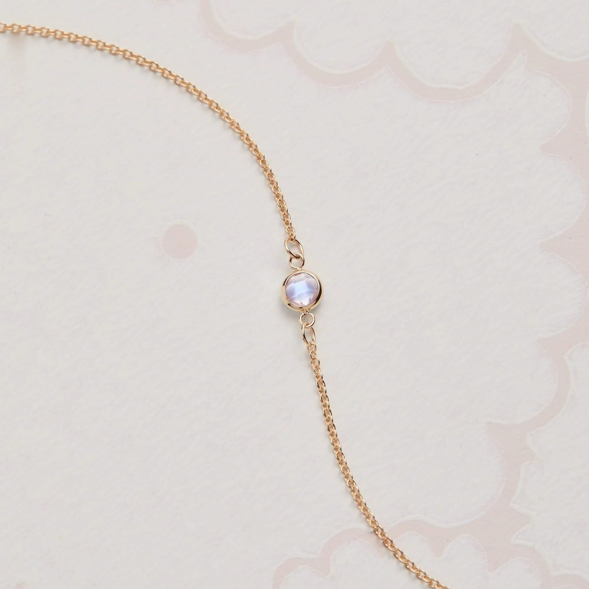 Petite 1 Moonstone Necklace in 14k Gold (June) - Image 7