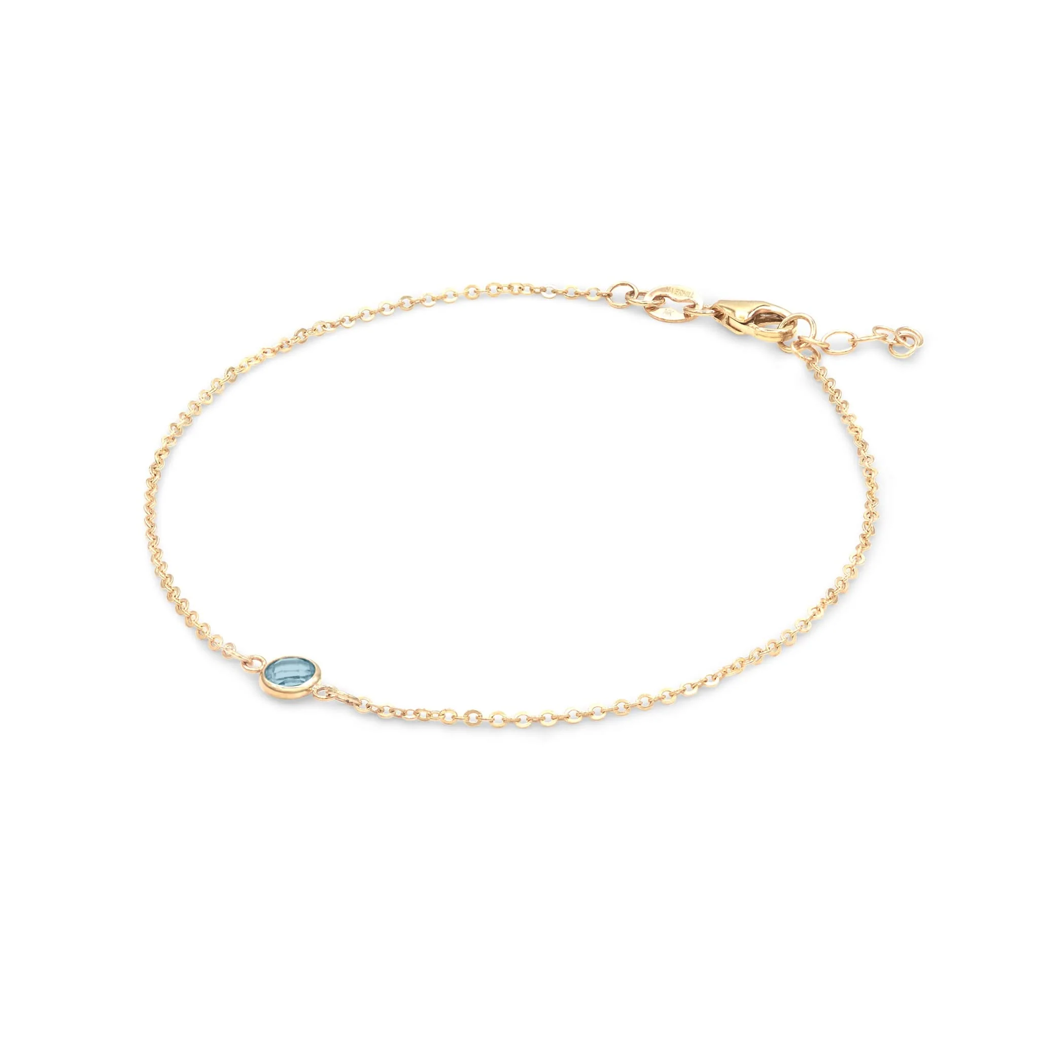 Petite 1 Nantucket Blue Topaz Bracelet in 14k Gold (December) - Image 4
