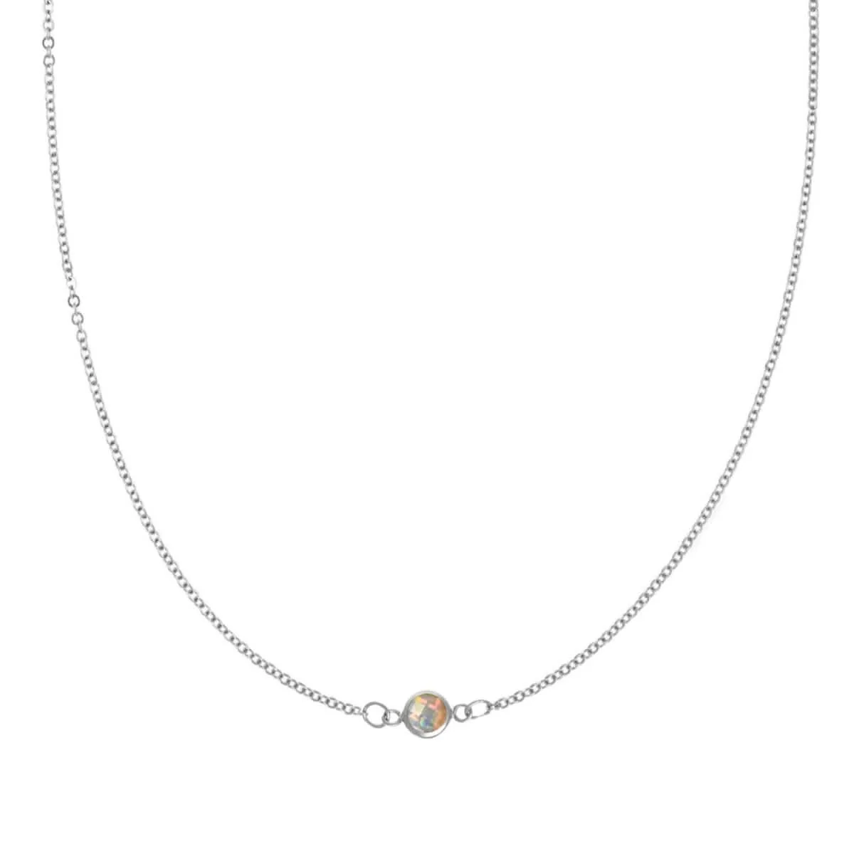 Petite 1 Opal Necklace in 14k Gold (October) - Image 5