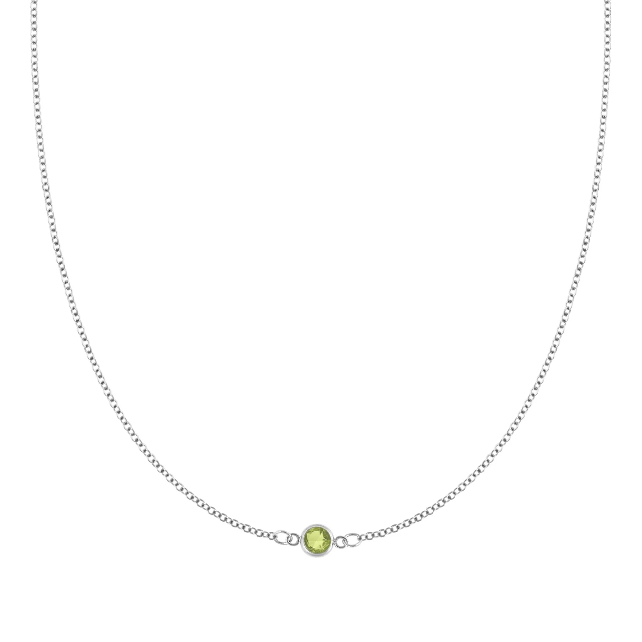 The Vault: Petite 1 Peridot Necklace, Size Medium White Gold
