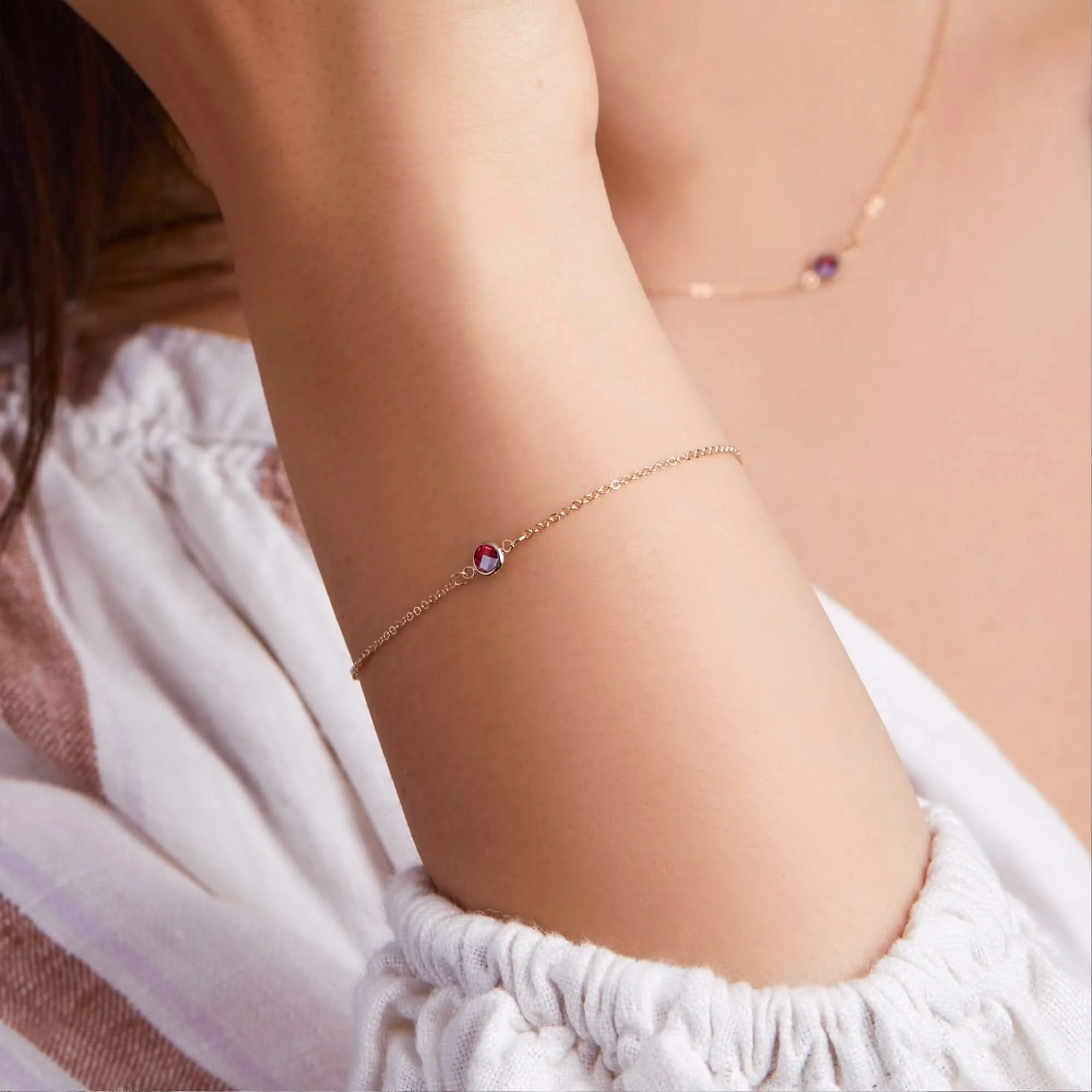 Petite 1 Ruby Bracelet in 14k Gold (July) - Image 3