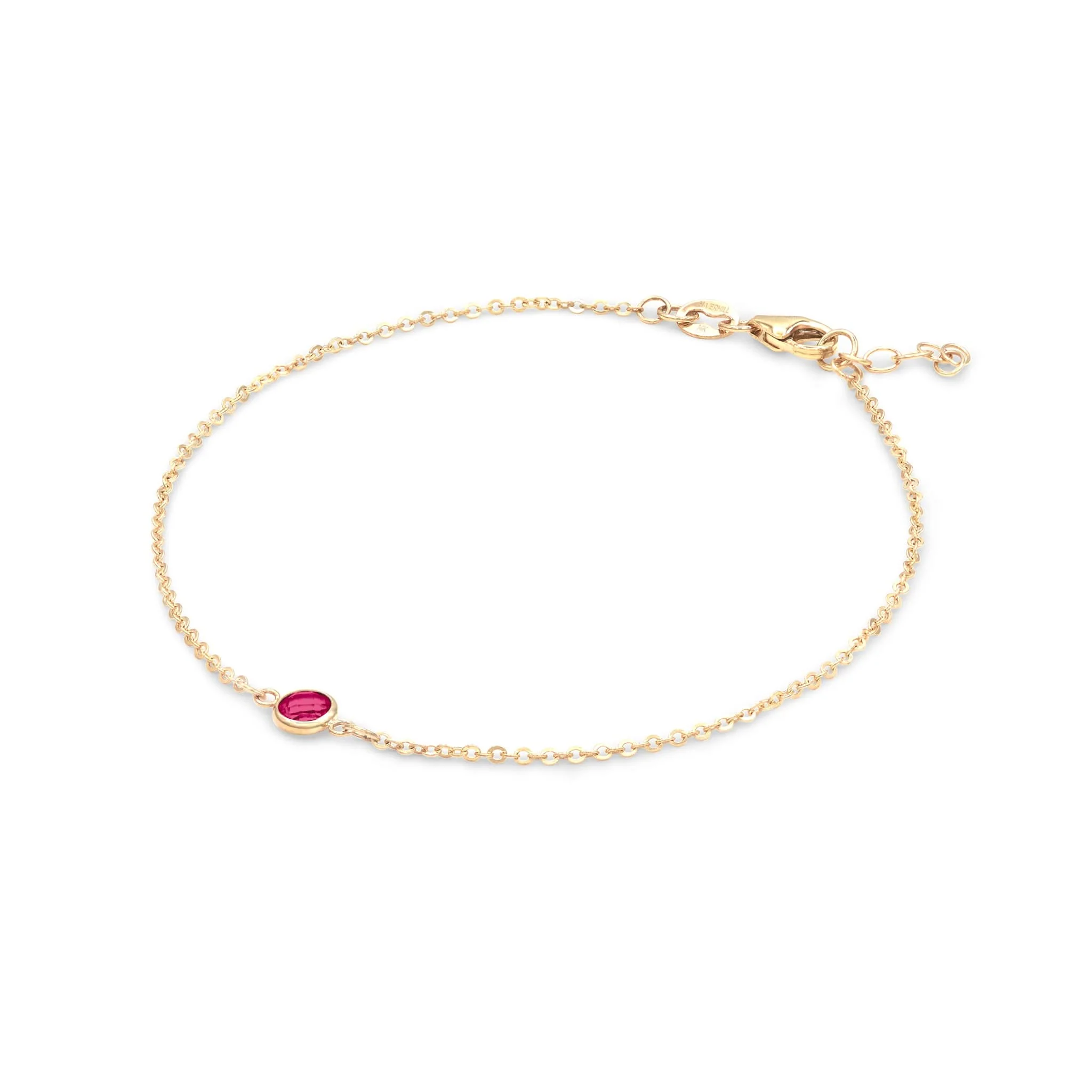 Petite 1 Ruby Bracelet in 14k Gold (July) - Image 4
