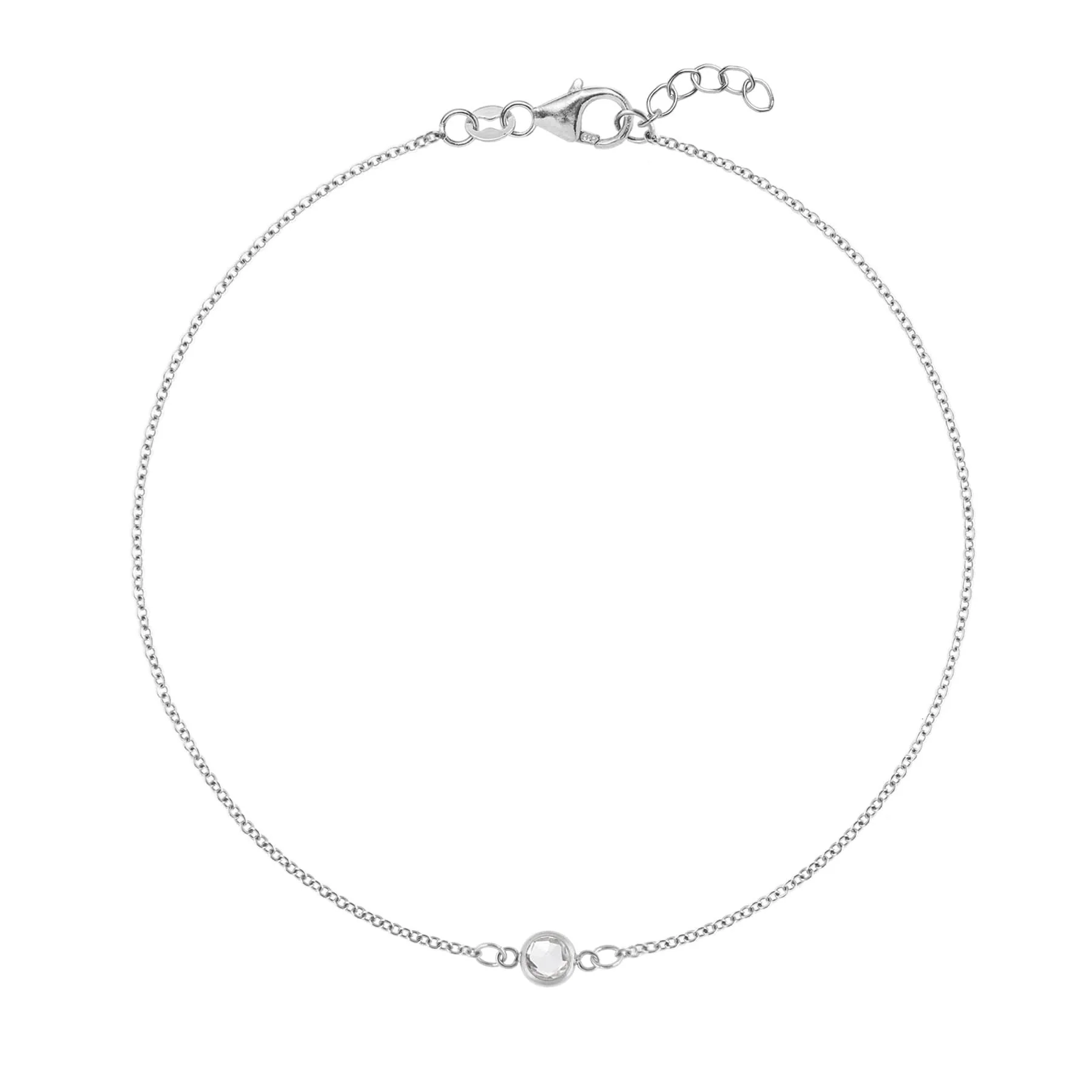 Petite 1 White Topaz Bracelet in 14k Gold (April) - Image 8