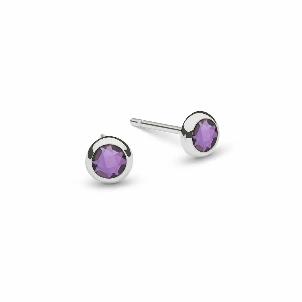 The Vault: Petite Amethyst Stud Earrings, White Gold