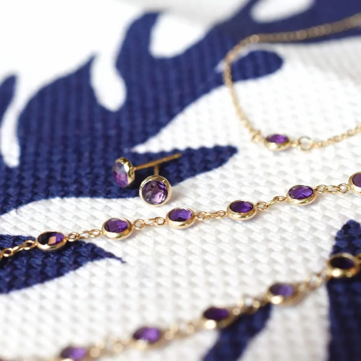 The Vault: Petite Amethyst Stud Earrings, White Gold - Image 5