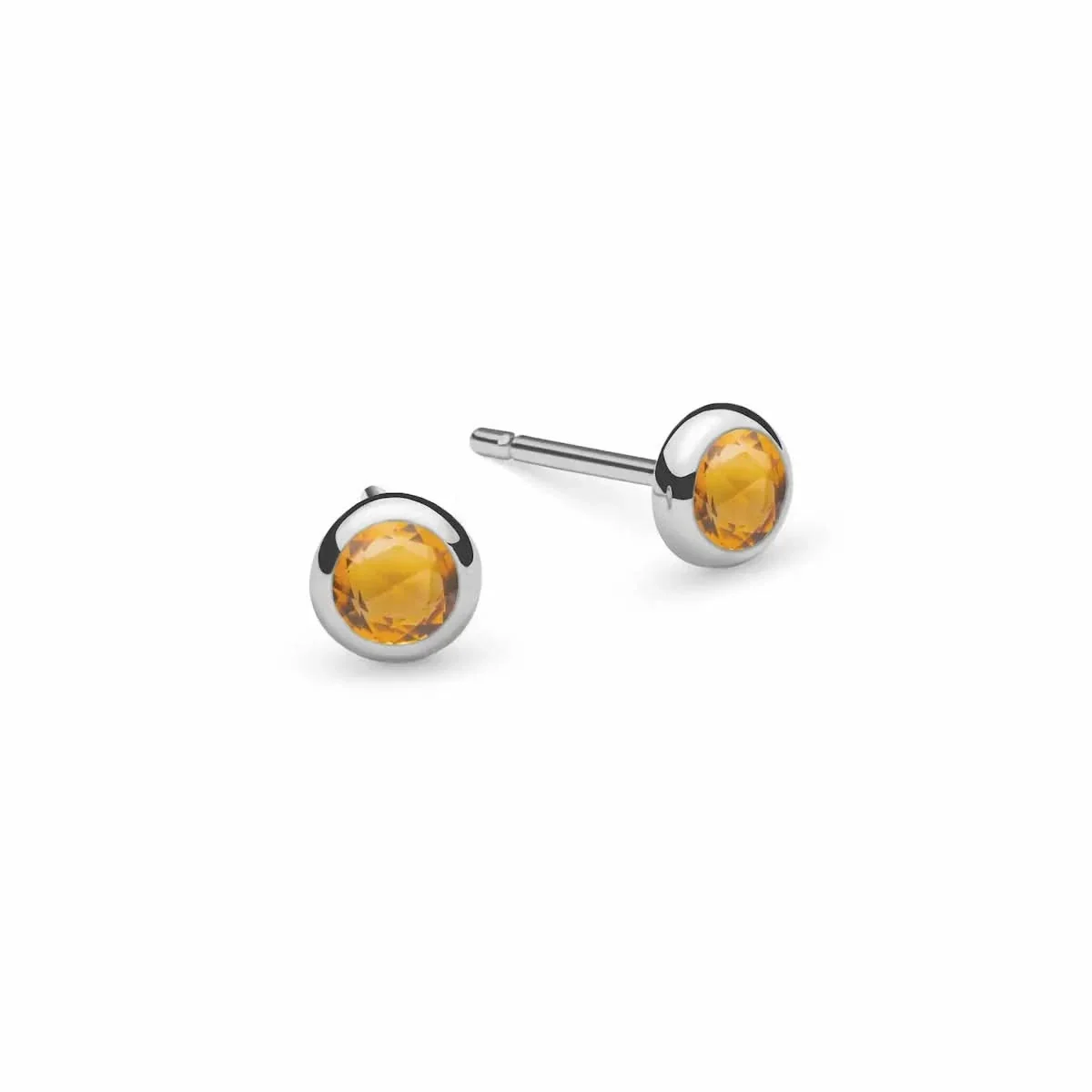 Petite Citrine Stud Earrings in 14k Gold (November) - Image 5