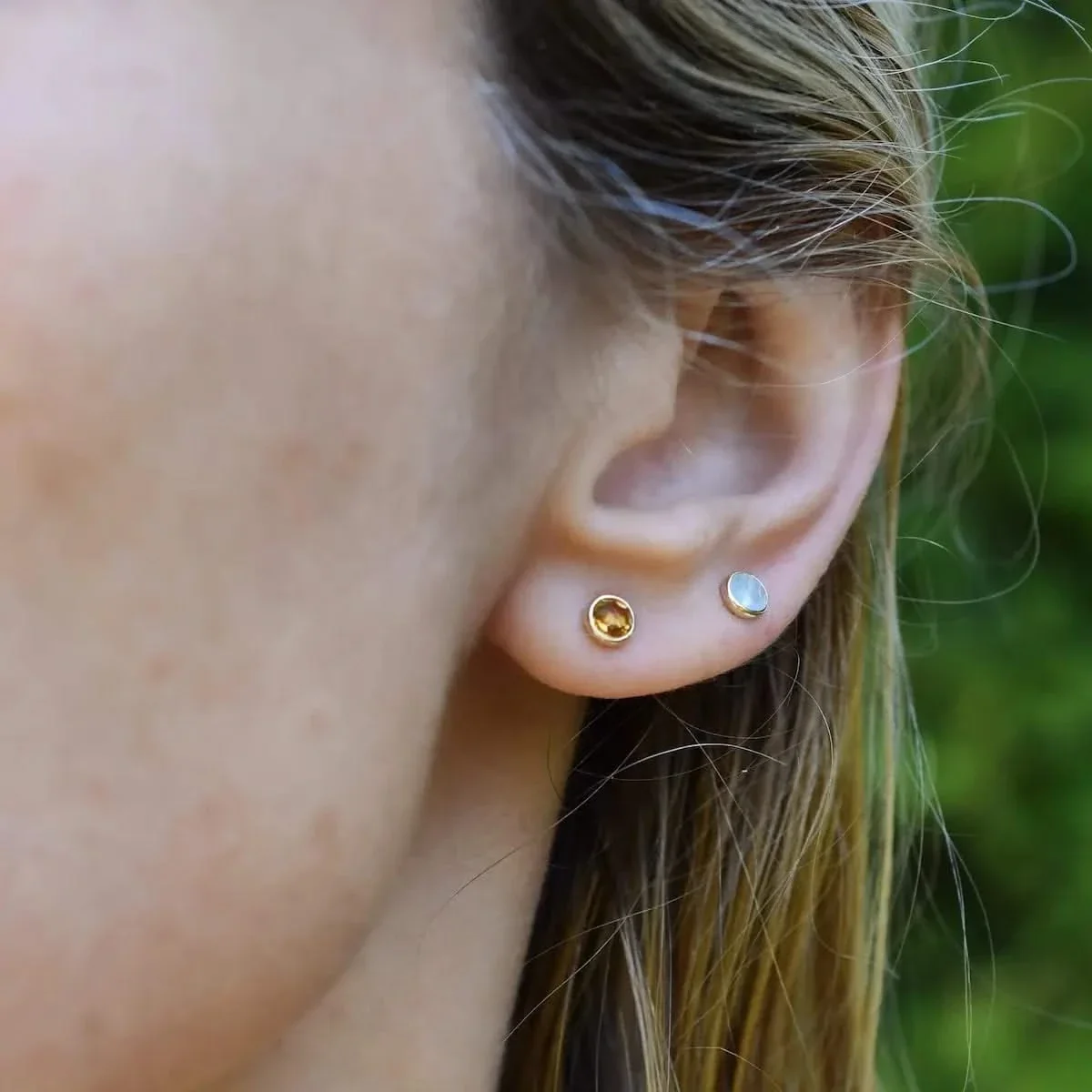 Petite Citrine Stud Earrings in 14k Gold (November) - Image 9