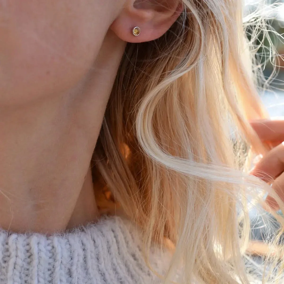 Petite Citrine Stud Earrings in 14k Gold (November) - Image 10