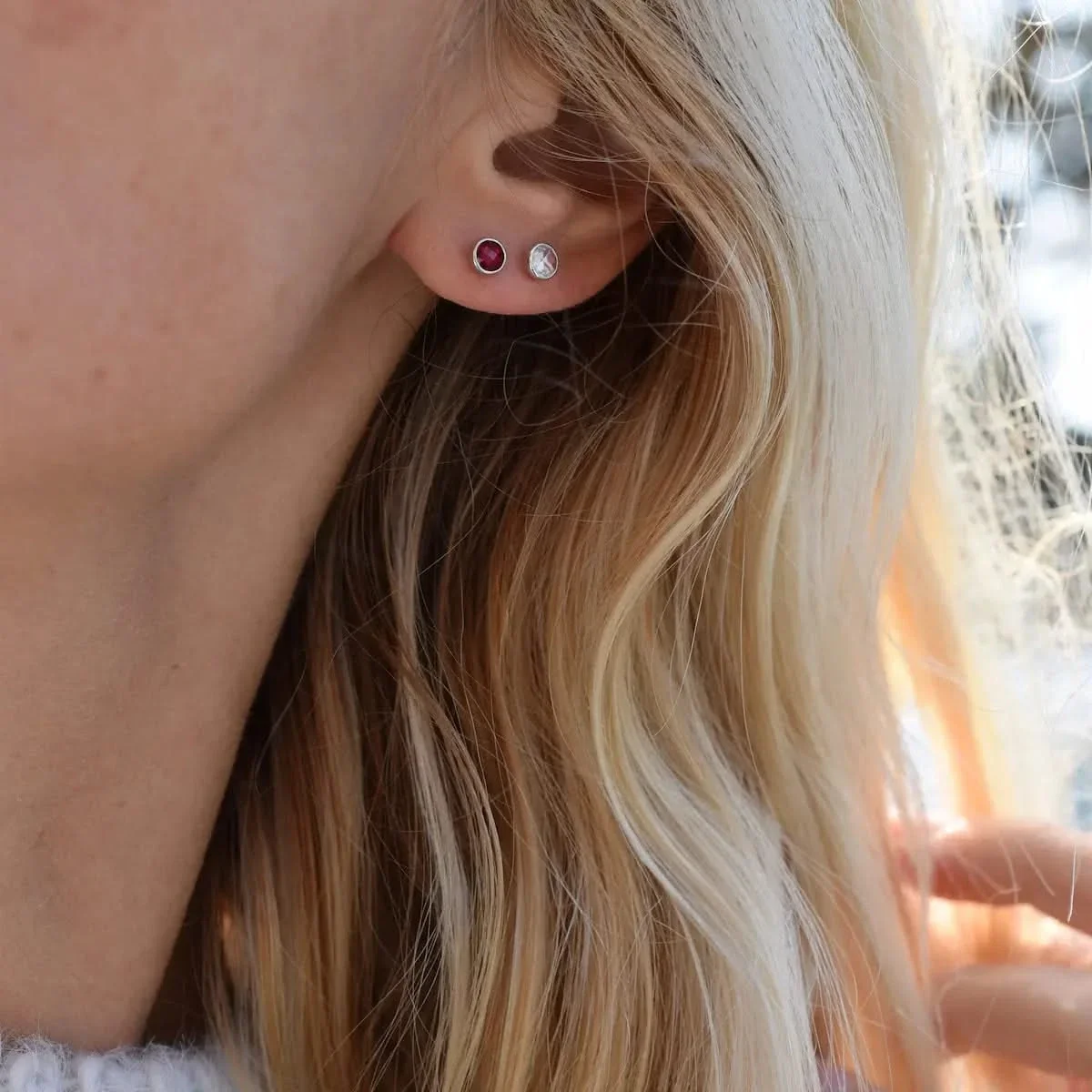 The Vault: Petite Ruby Stud Earrings, White Gold - Image 9