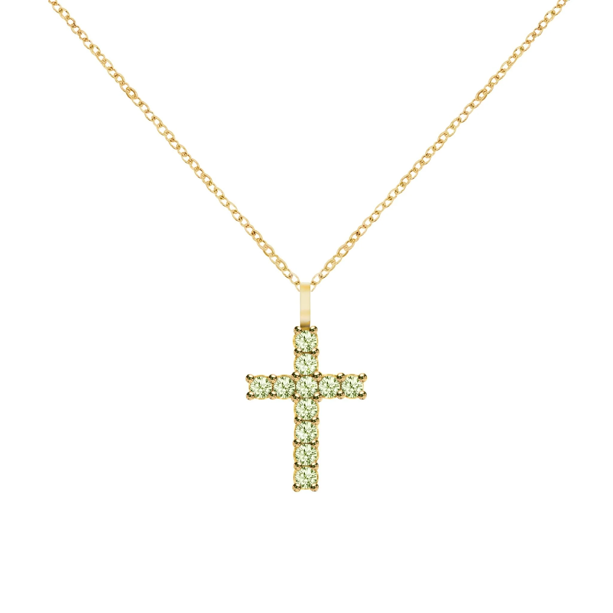 Rosecliff Cross Peridot Pendant in 14k Gold (August) - Image 5