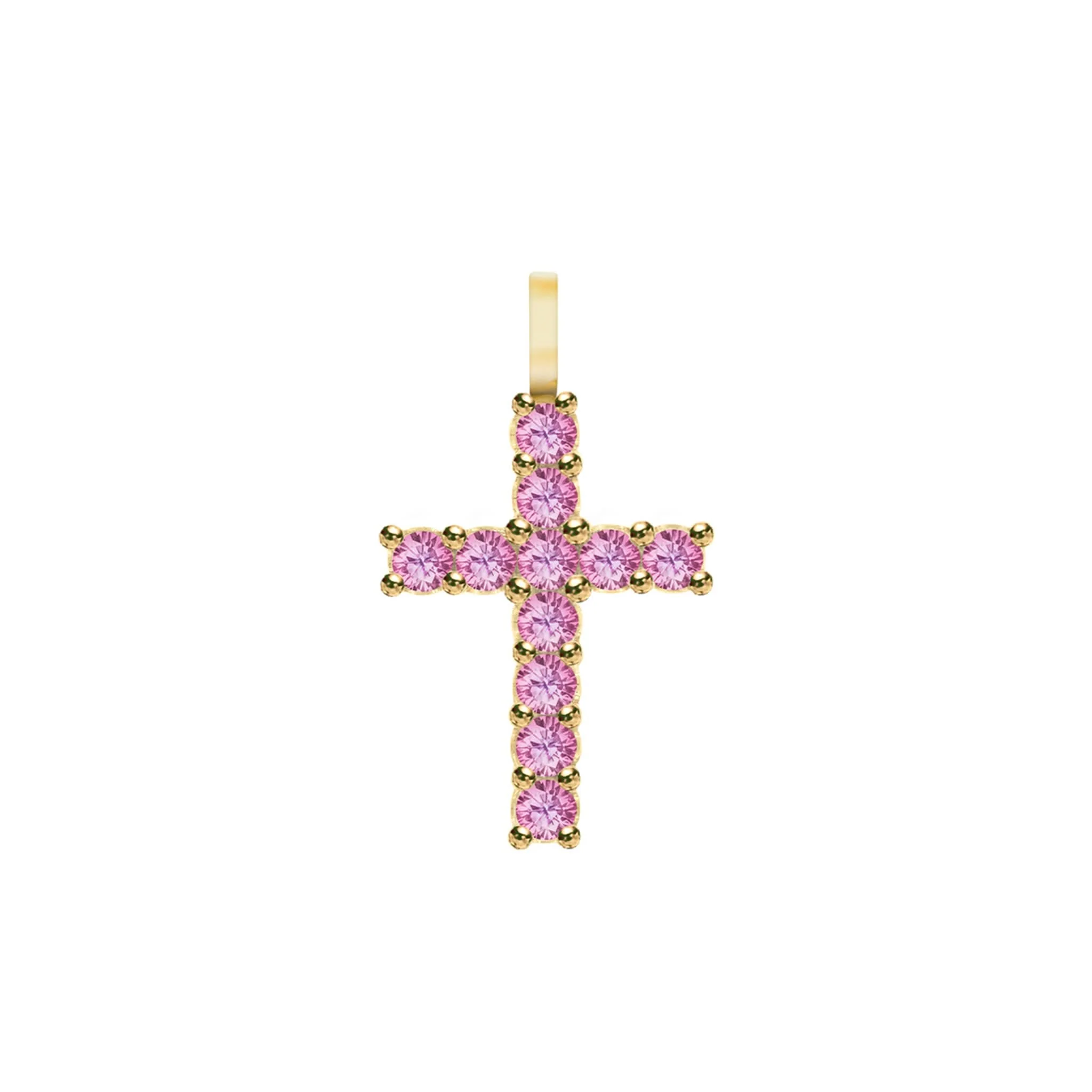 The Vault: Rosecliff Cross Pink Sapphire Pendant, White Gold