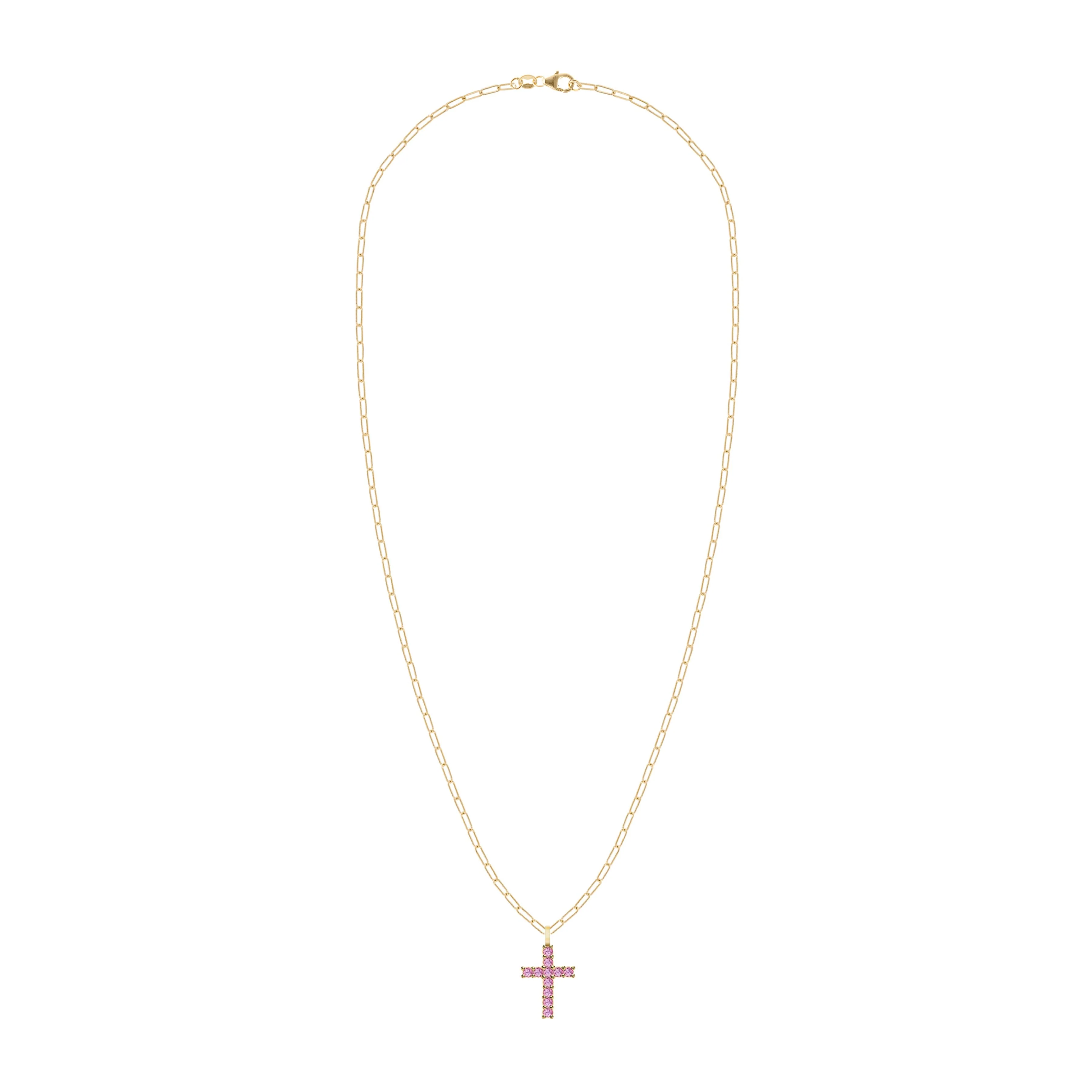 The Vault: Rosecliff Cross Pink Sapphire Pendant, White Gold - Image 4