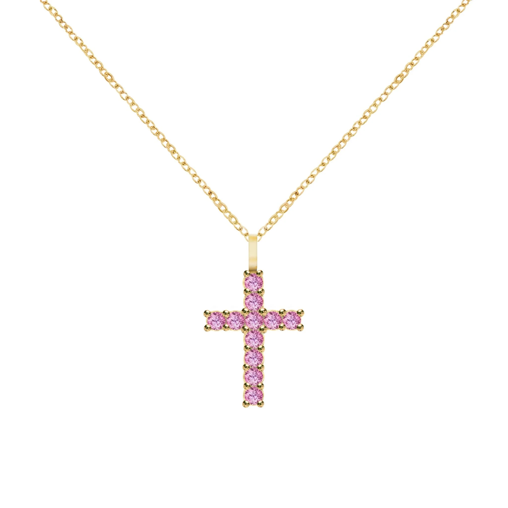 The Vault: Rosecliff Cross Pink Sapphire Pendant, White Gold - Image 5